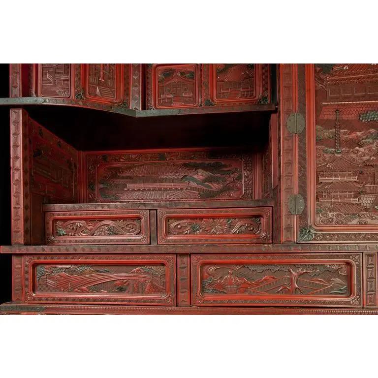  19th Century Japanese Cinnabar / Lacquer Cabinet For Sale 2