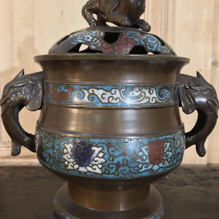 19th Century Asian Cloisonné Incense Burner For Sale at 1stDibs