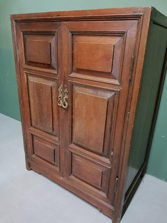 19th Century Asian Colonial Hard Wooden 2-Door Cupboard with 2 Drawers