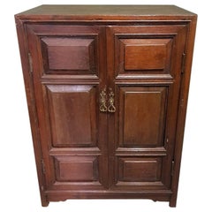 19th Century Asian Colonial Hard Wooden 2-Door Cupboard with 2 Drawers