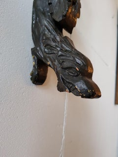 19th Century Asian Hand Carved Wooden Ornament with Dragons, Leafs and Flowers