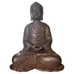 xIX secolo  Scultura asiatica di Buddha seduto in ferro