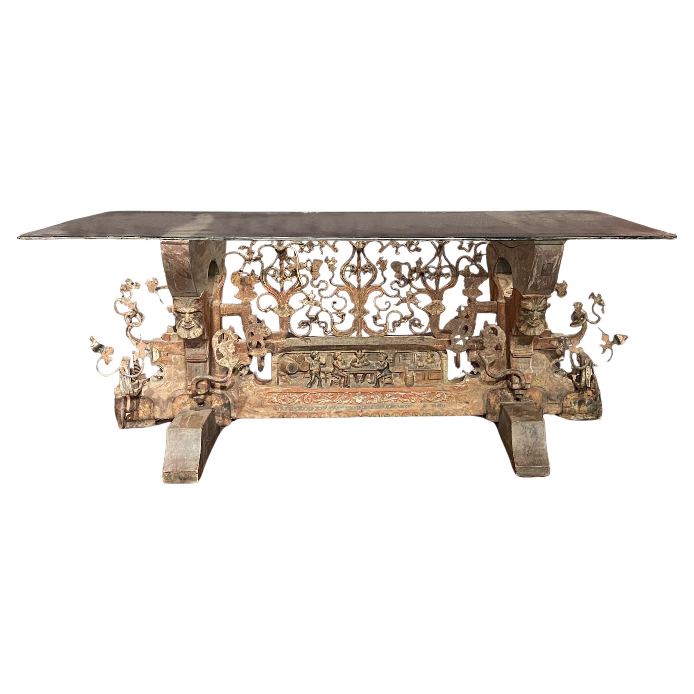 19th Century Asian Low Table or Coffee Table From Architectural Elements For Sale