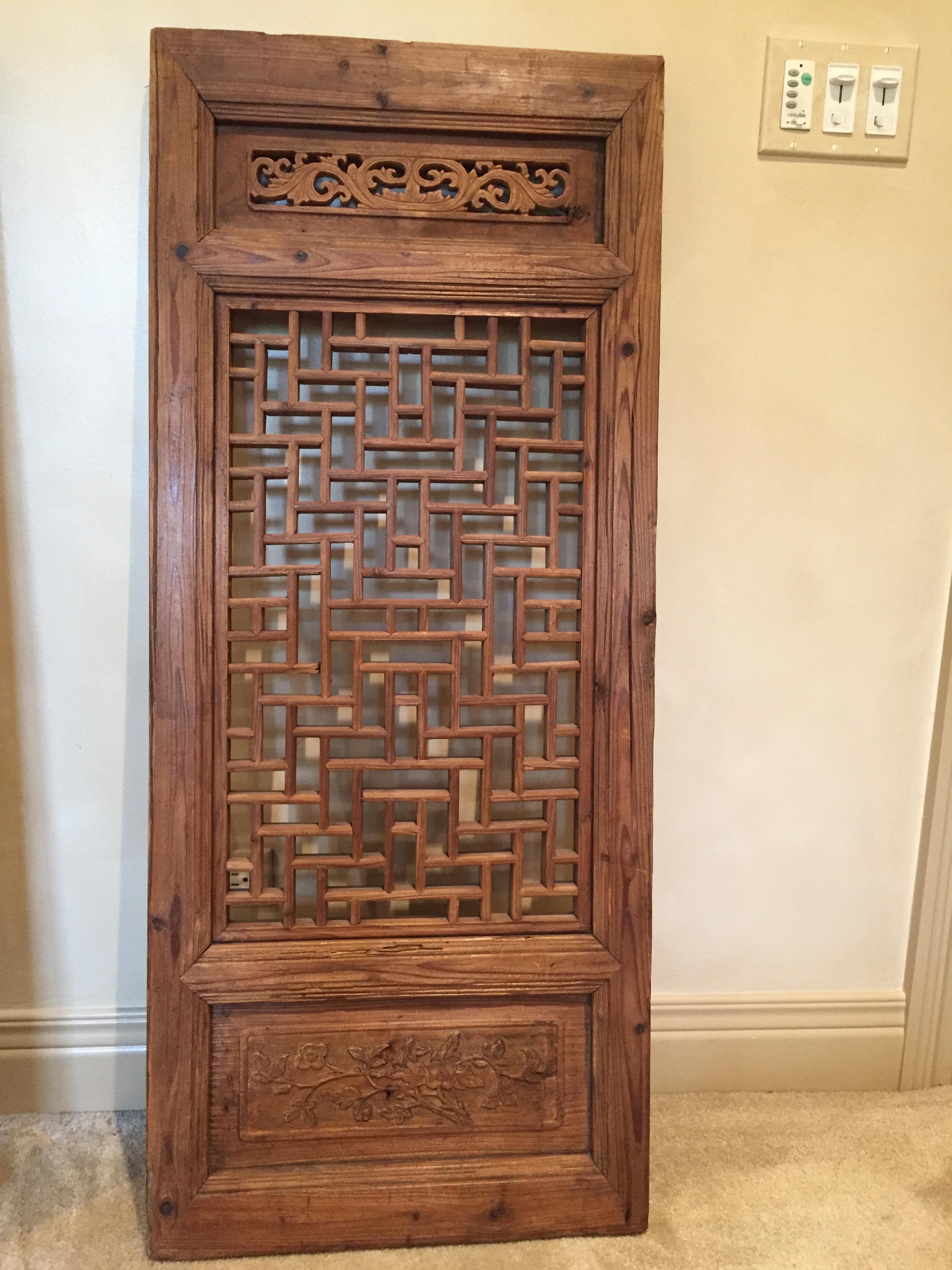 Hand-Carved 19th Century Asian Teak Shutters