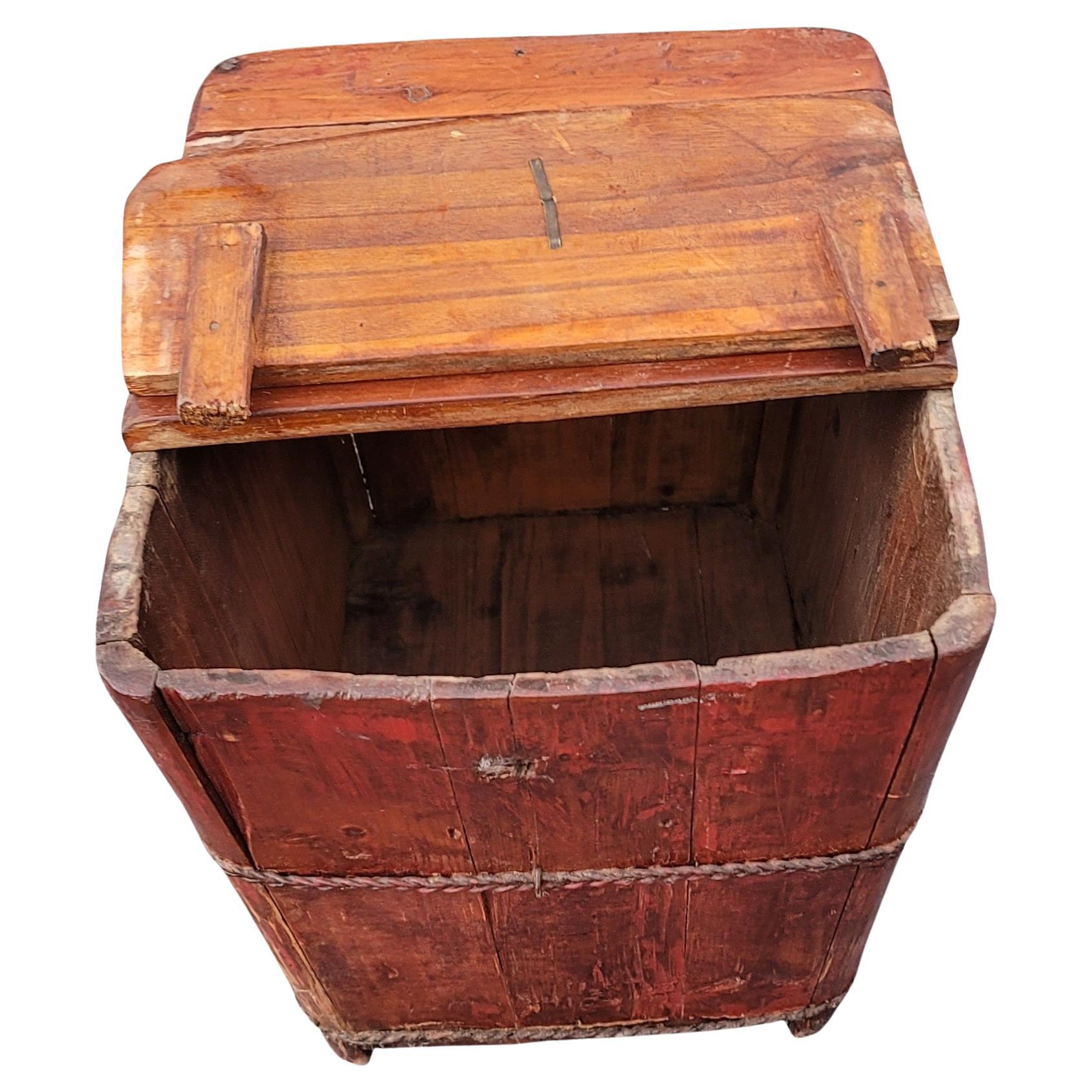 Mid 19th Century Asian Wooden decorative storage box with lid.
Measures 13.5
