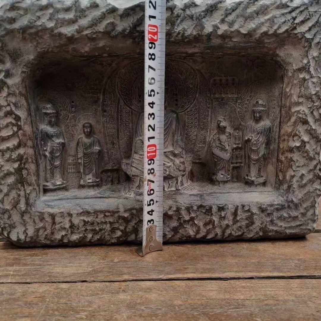 XIXe siècle Sculpture d'histoire des Bouddhas Dun Huang en argile asiatique du 19e siècle en vente