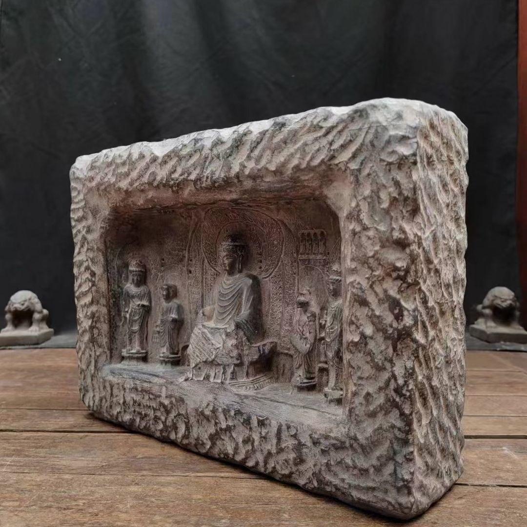 Sculpture d'histoire des Bouddhas Dun Huang en argile asiatique du 19e siècle en vente 4