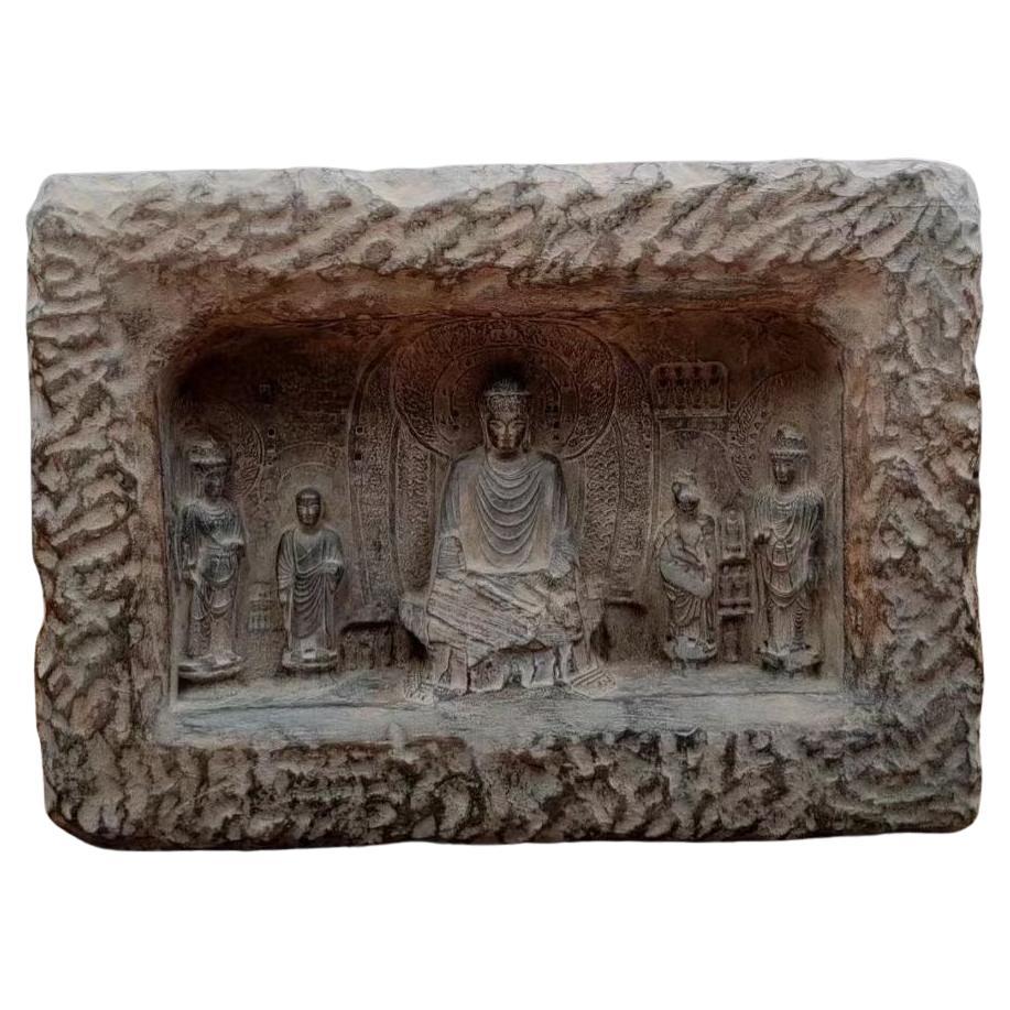 19th Century Asian Zisha Clay Dun Huang Buddhas Story Sculpture