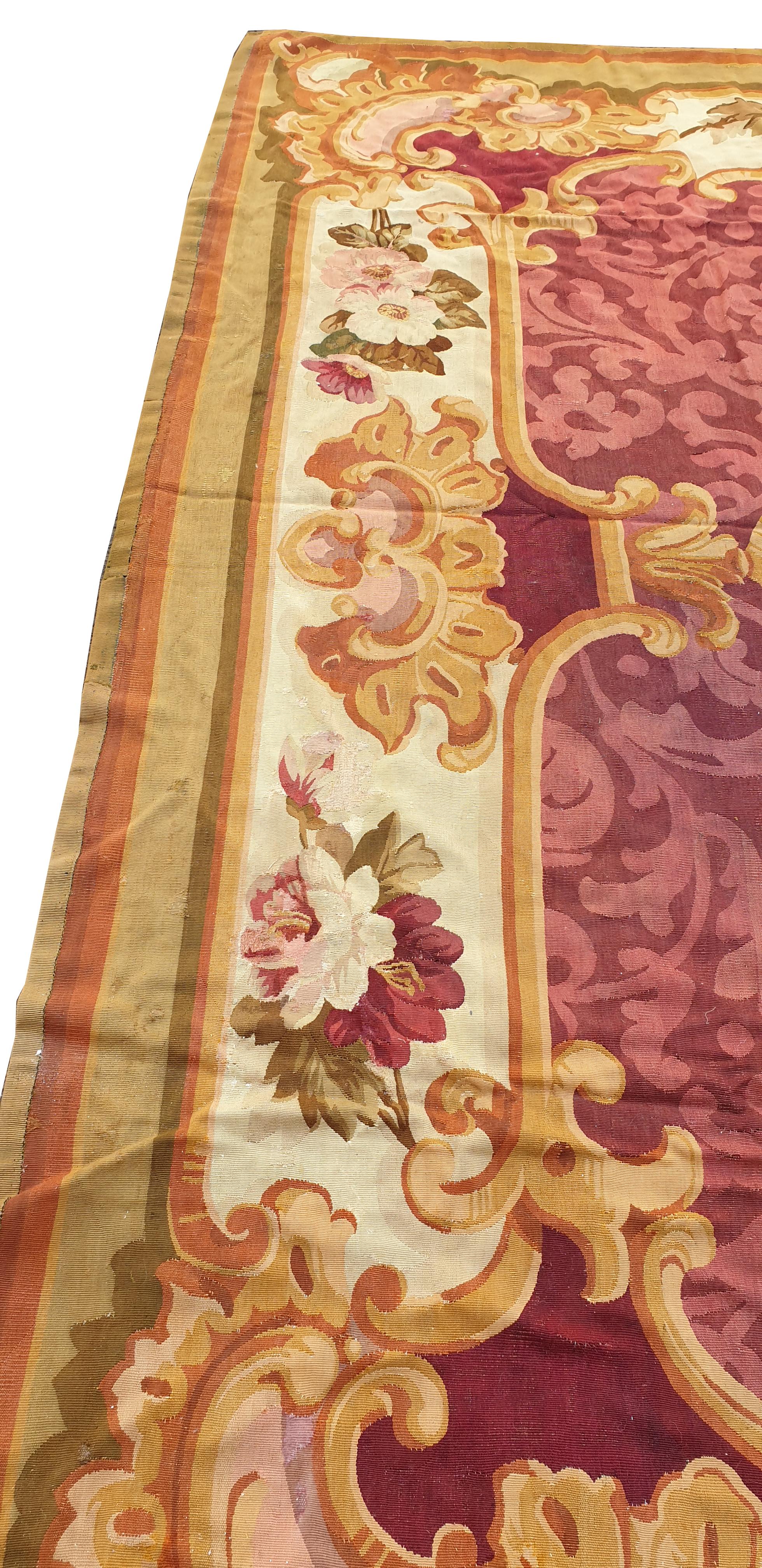 Mid-19th Century 19th century Aubusson carpet (napoleon 3) - N 910 For Sale