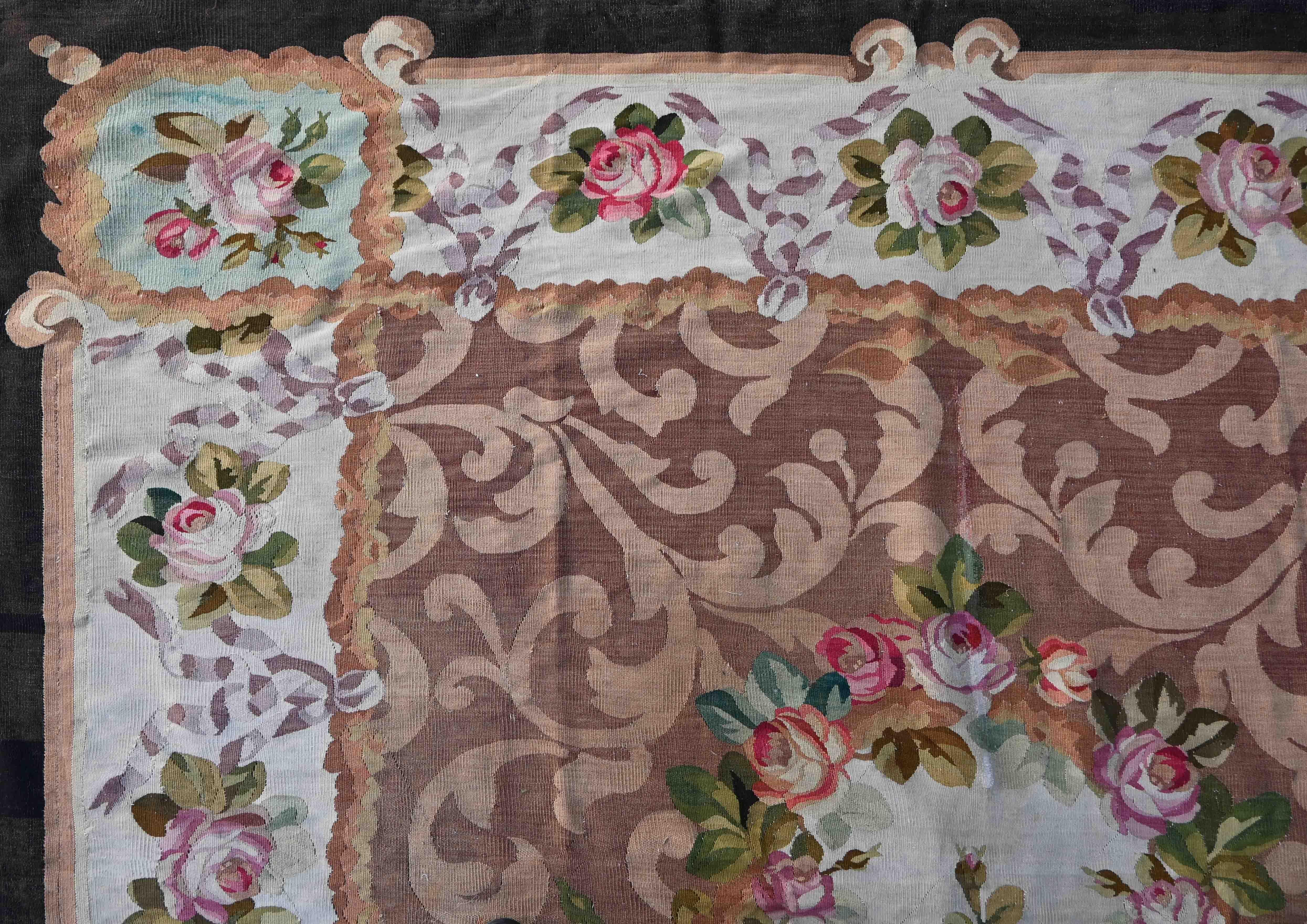 French 19th Century Aubusson Rug, Napoleon III Style - 3m15x2m63, N° 1382 For Sale