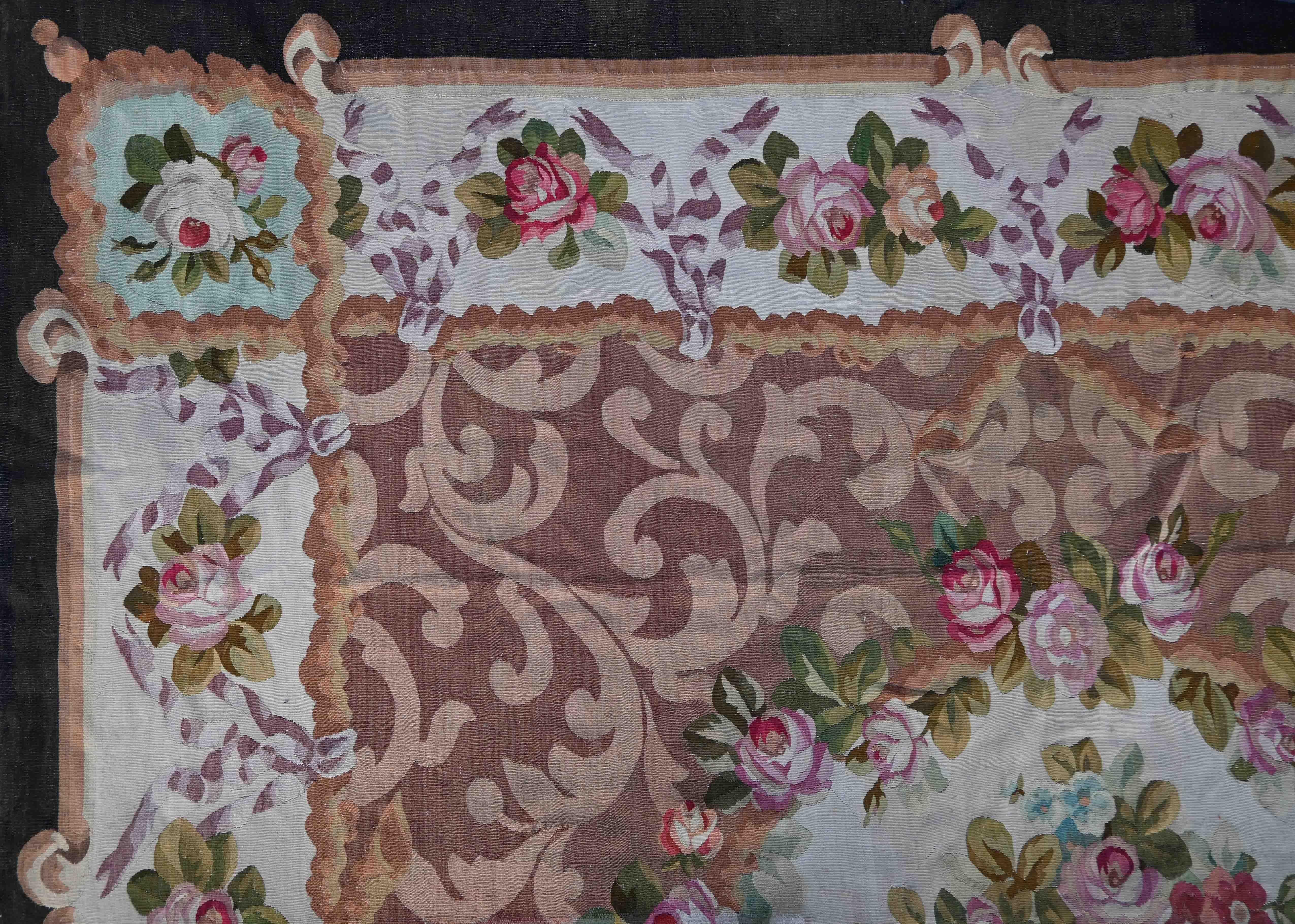 Hand-Woven 19th Century Aubusson Rug, Napoleon III Style - 3m15x2m63, N° 1382 For Sale