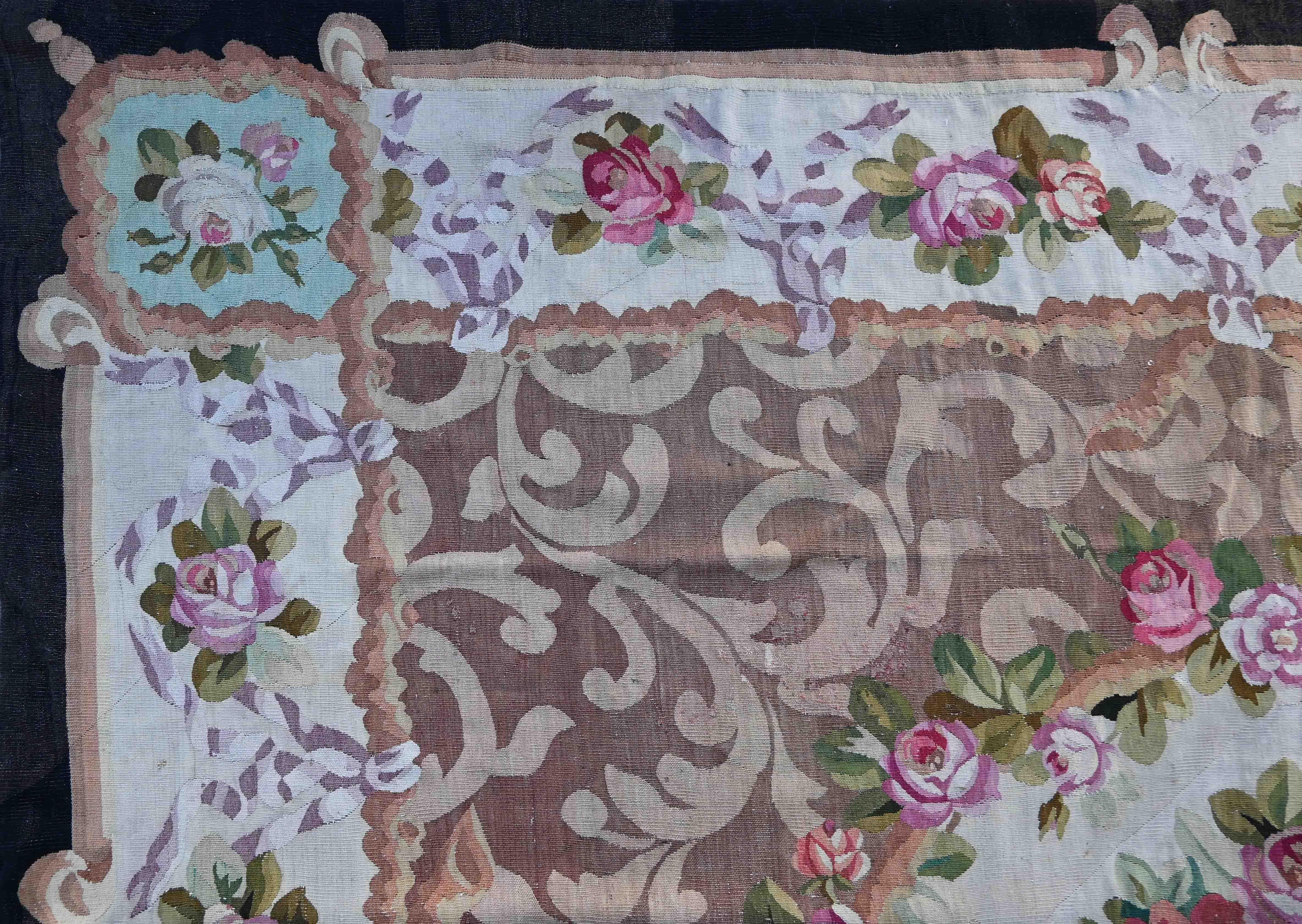 Mid-19th Century 19th Century Aubusson Rug, Napoleon III Style - 3m15x2m63, N° 1382 For Sale
