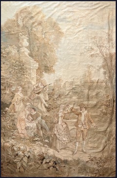 19th Century Aubusson Tapestry Decorated with Gallant Scene - N° 943