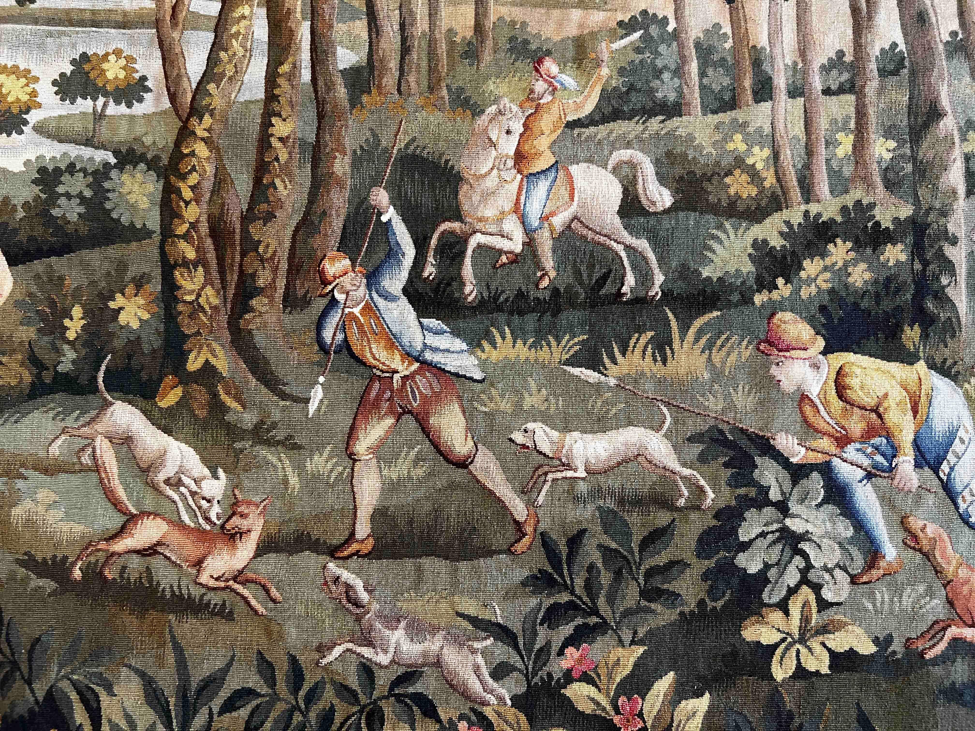 19th Century Aubusson Tapestry Hunting Scene, N° 1205 For Sale 3
