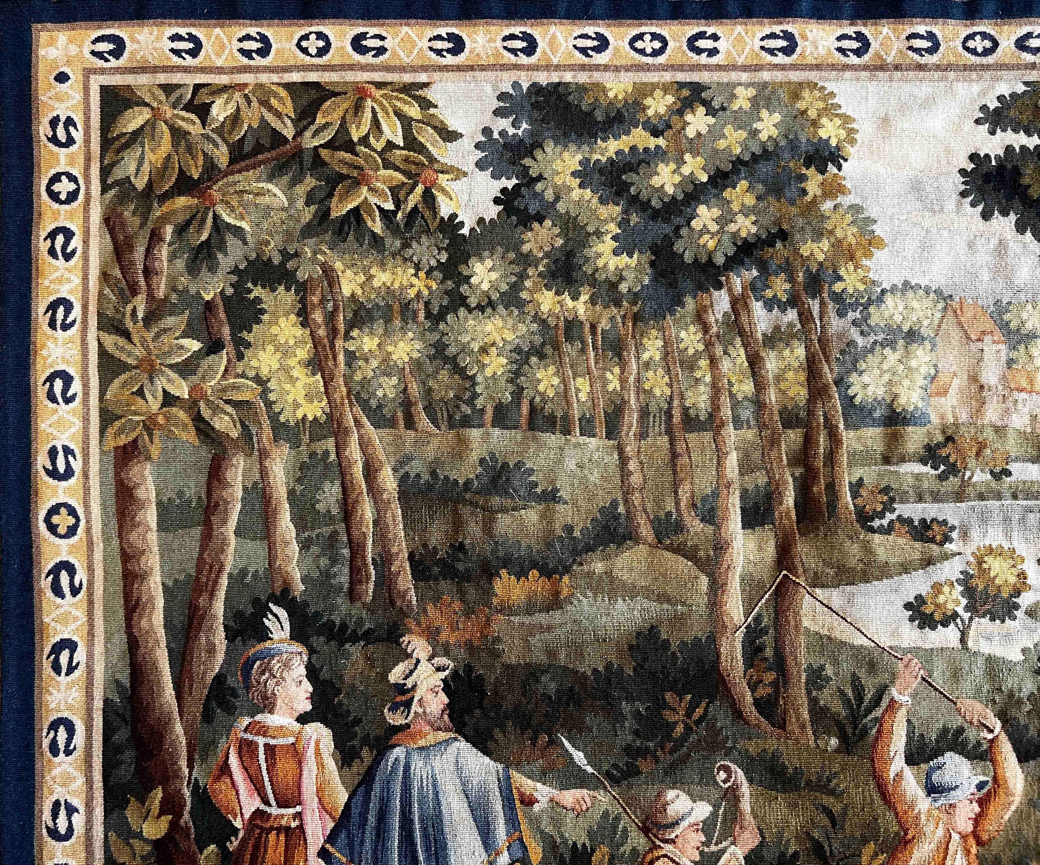 Tissé à la main Tapisserie d'Aubusson du 19ème siècle, scène de chasse - N° 1205 en vente
