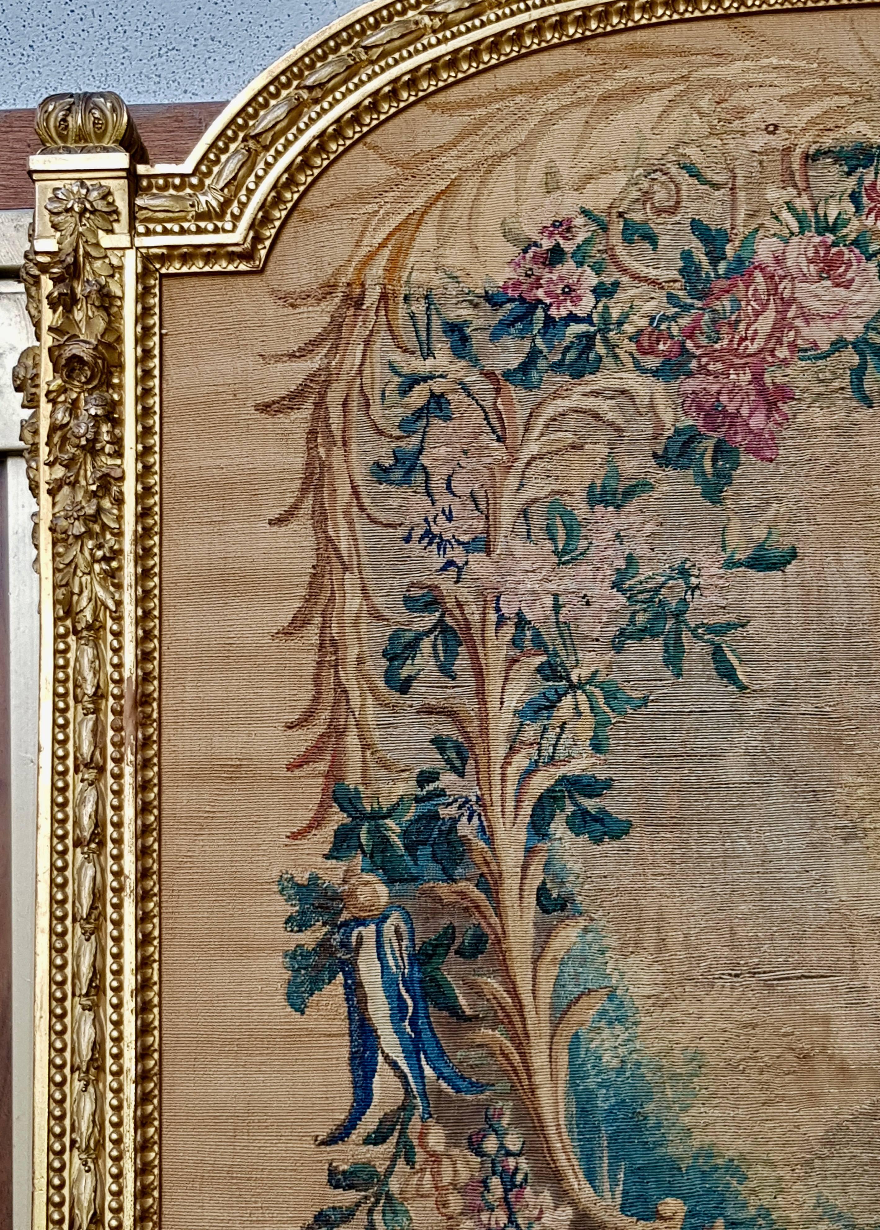 19th Century Aubusson Tapestry Panel in Original Giltwood Frame 4
