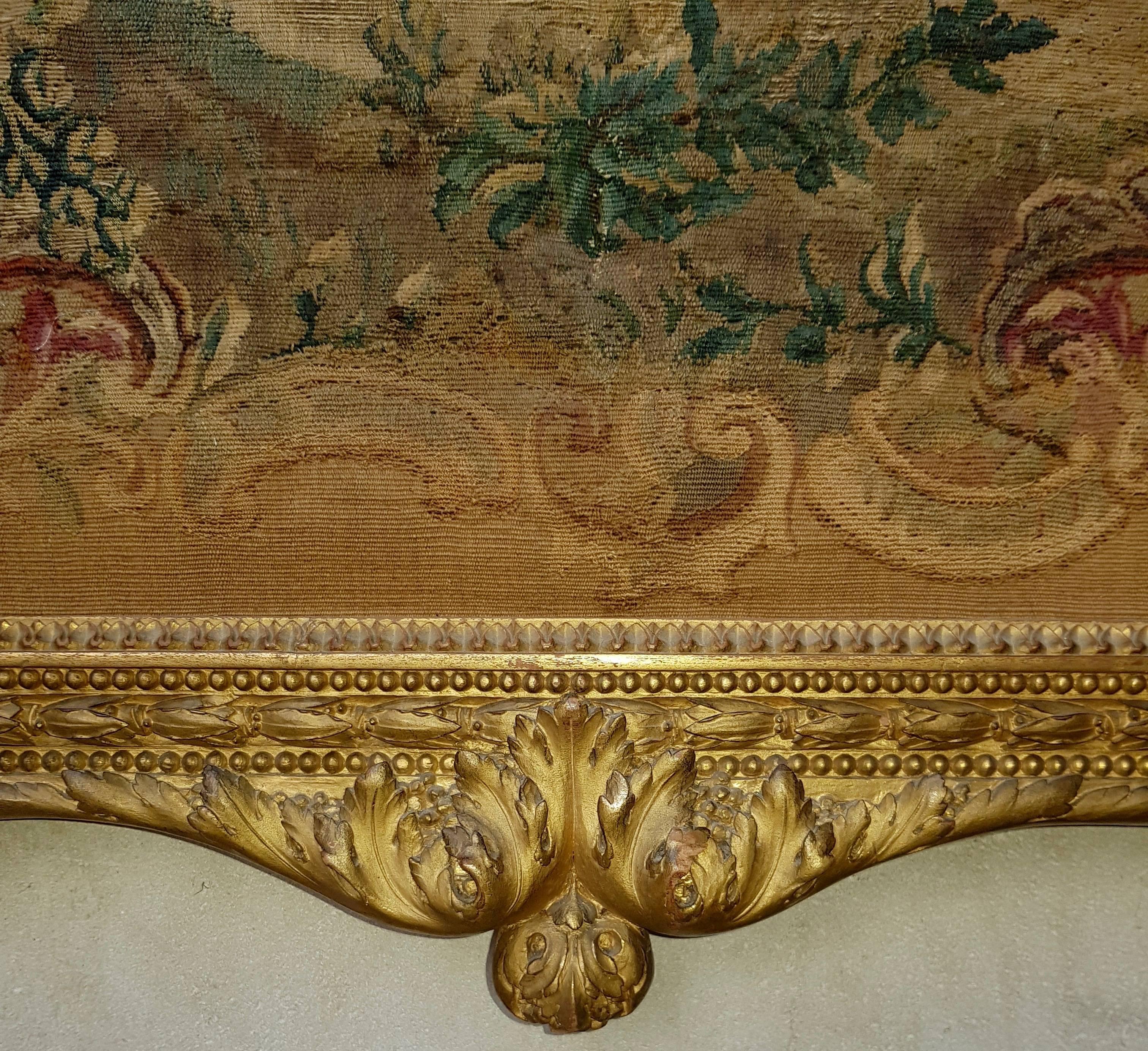 19th Century Aubusson Tapestry Panel in Original Giltwood Frame 2