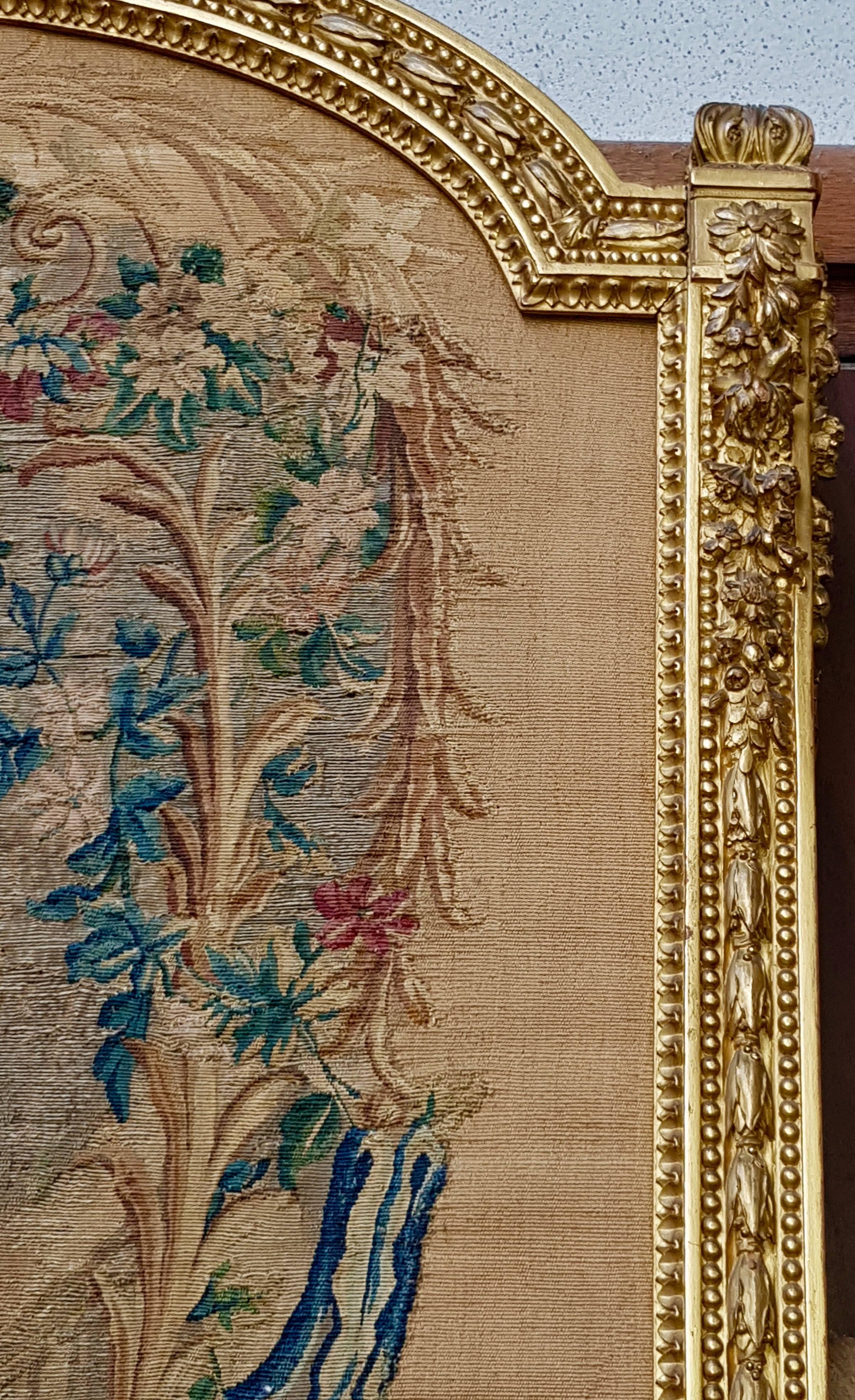 19th Century Aubusson Tapestry Panel in Original Giltwood Frame 3
