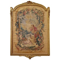 19th Century Aubusson Tapestry Panel in Original Giltwood Frame
