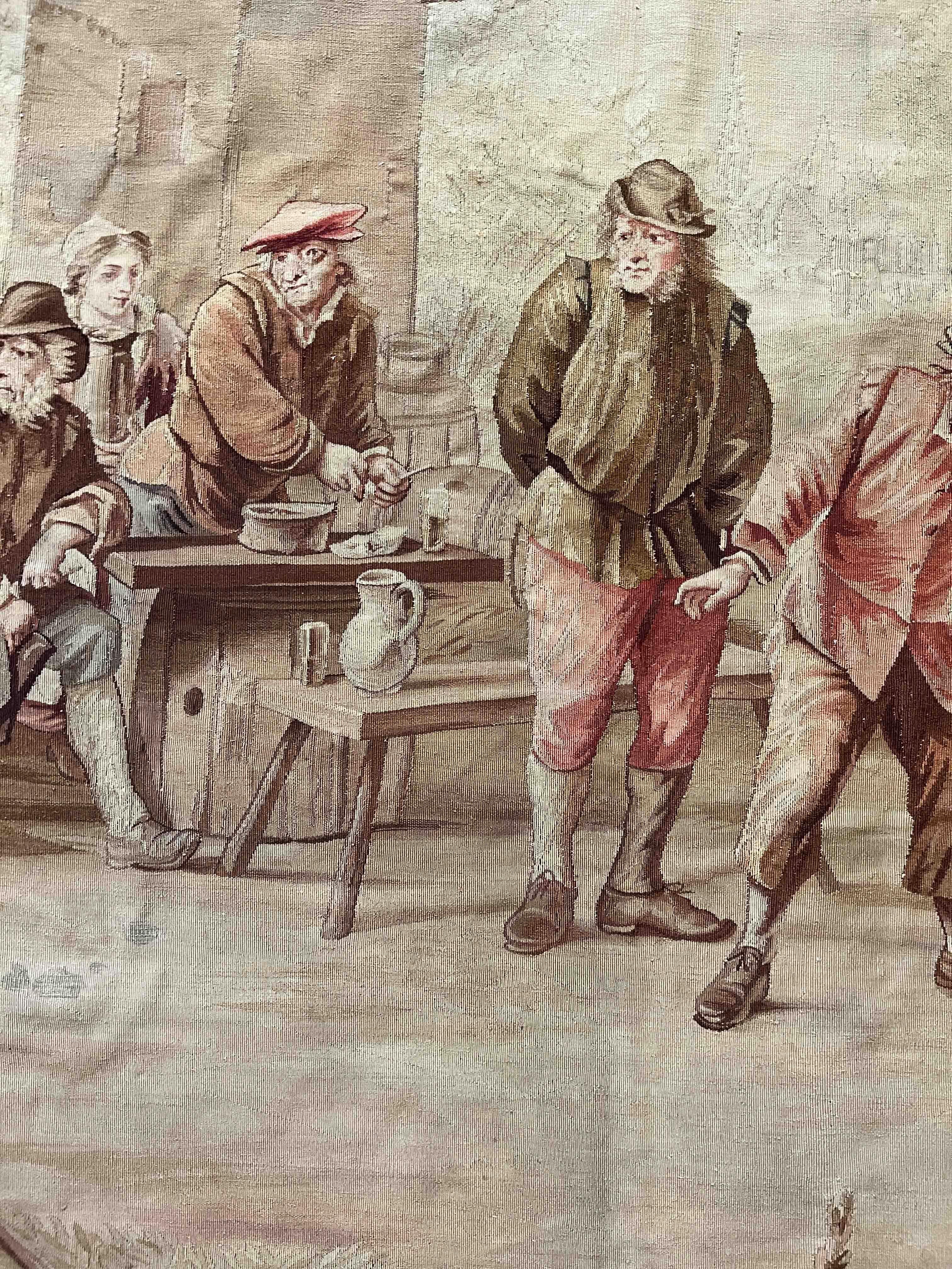 Aubusson-Wandteppich des 19. Jahrhunderts, Pétanque-Szene, N° 1141 (Handgewebt) im Angebot