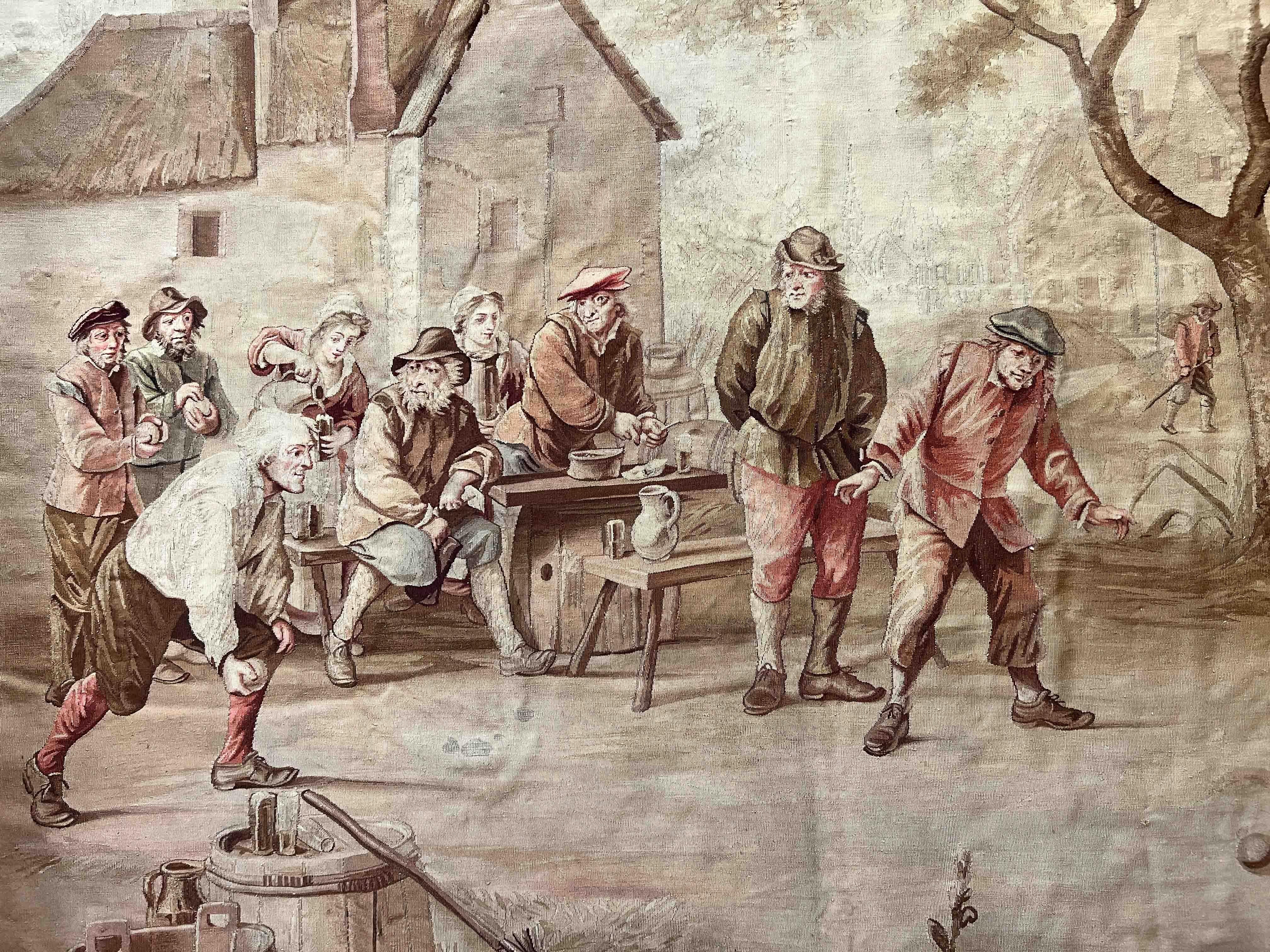 Fin du XIXe siècle Tapisserie d'Aubusson du 19ème siècle, Scène de Pétanque, N° 1141 en vente