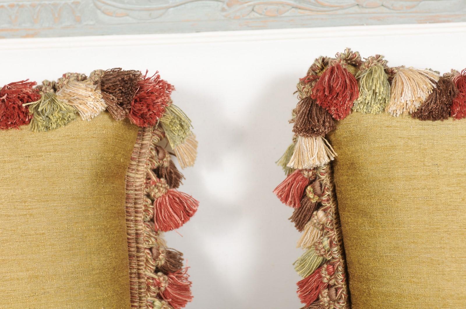19th Century Aubusson Tapestry Pillows with Bouquets of Roses and Tassels 4