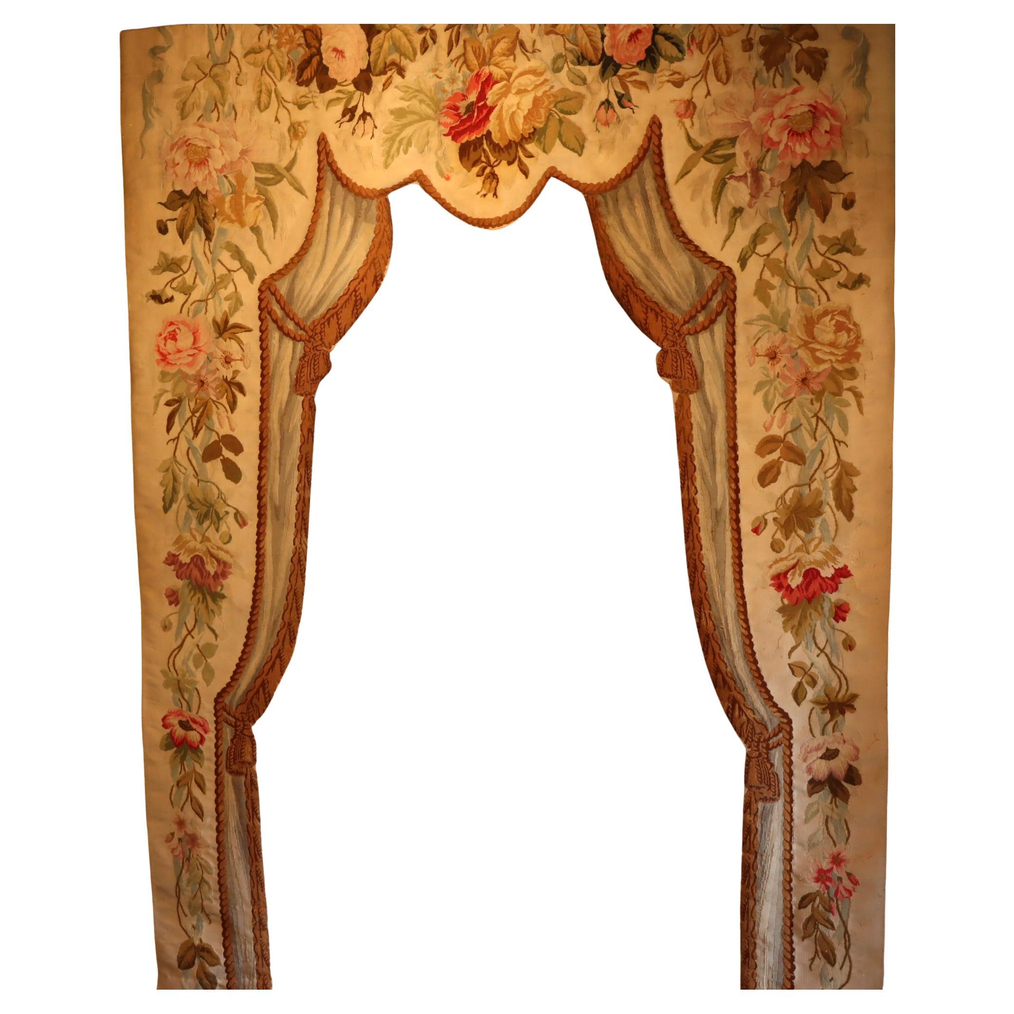19th Century Aubusson Tapestry Portiere/ Door surround