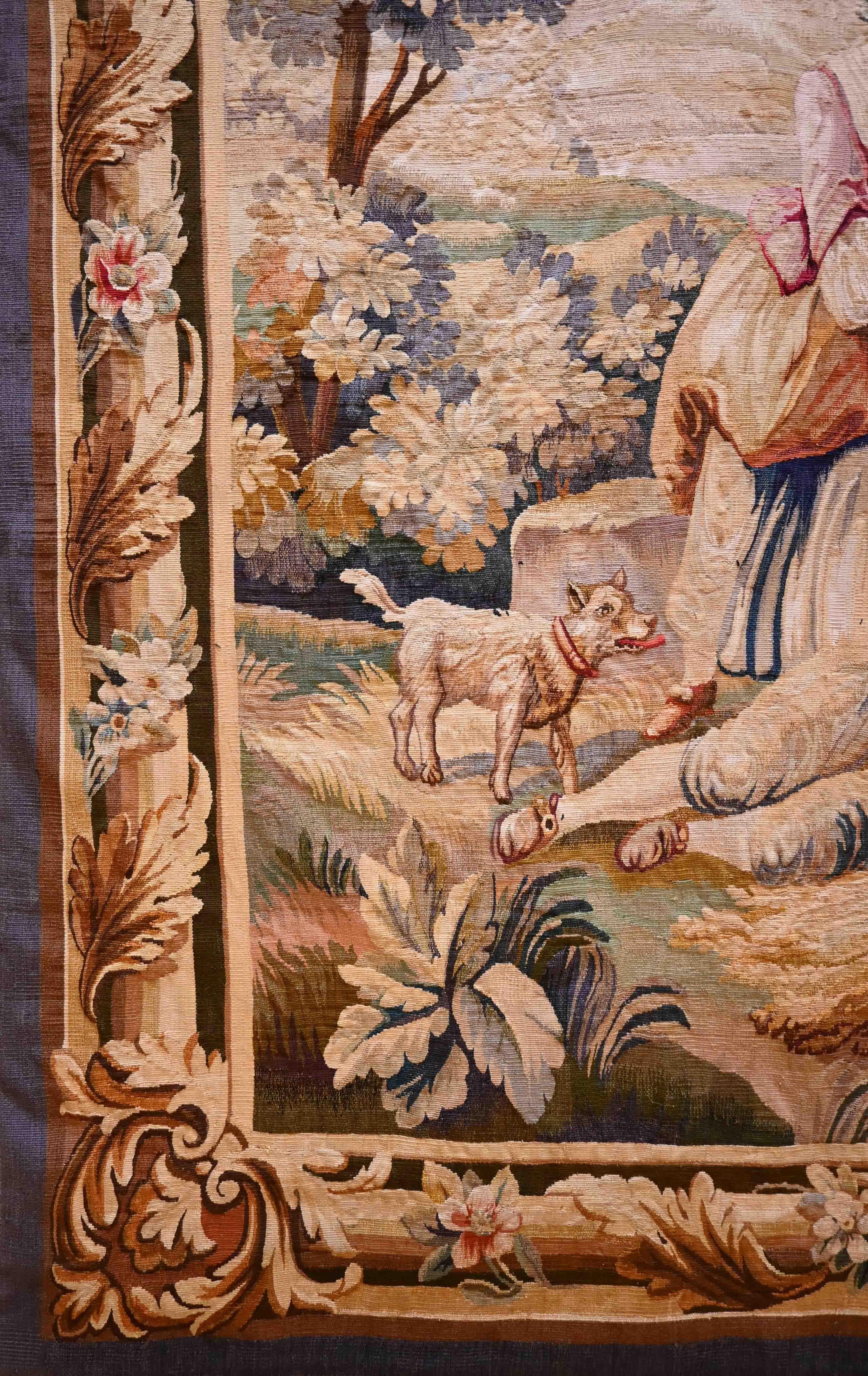 French 19th century Aubusson tapestry (rest after harvest) - N° 1323 For Sale