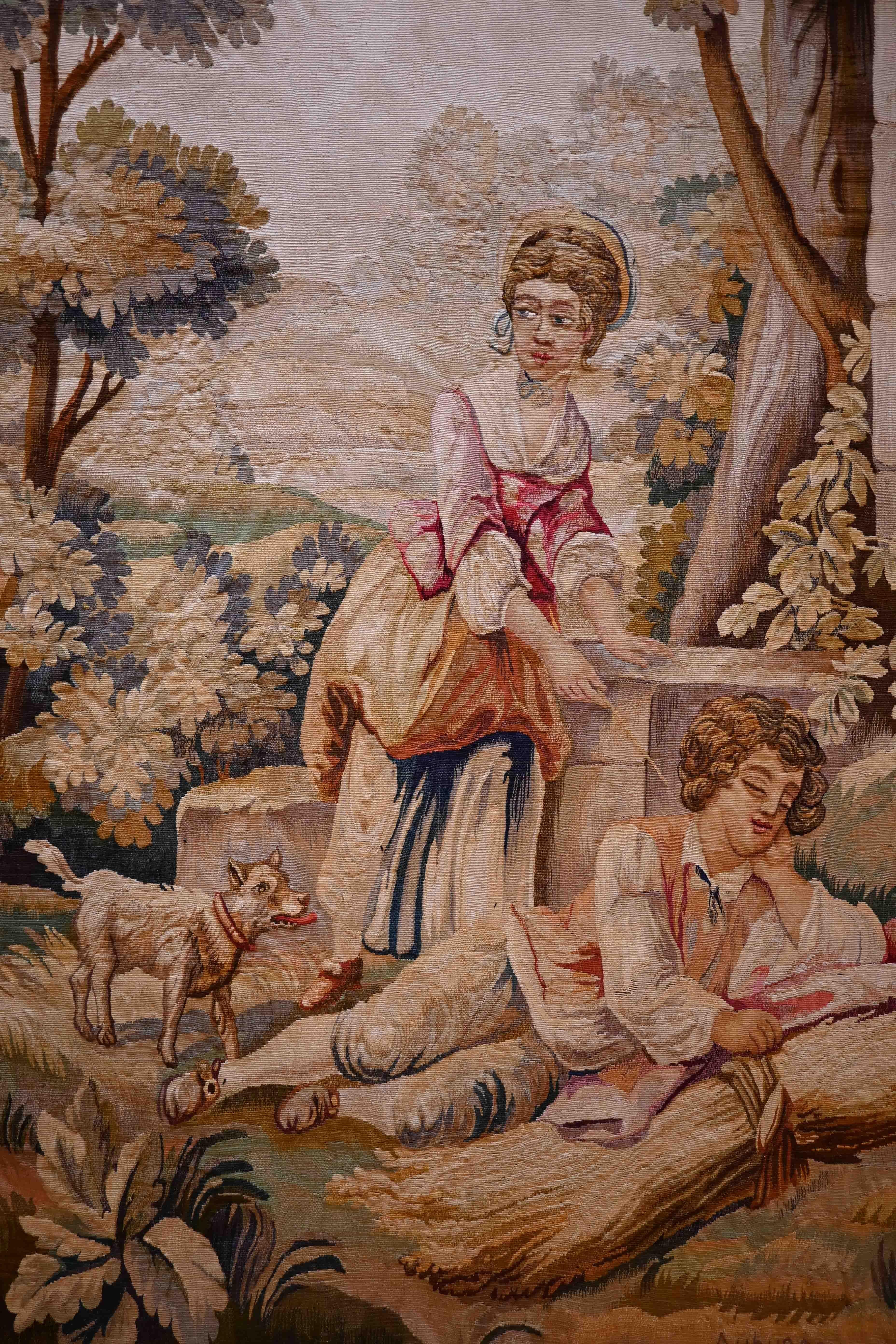 19th century Aubusson tapestry (rest after harvest) - N° 1323 In Excellent Condition For Sale In Paris, FR