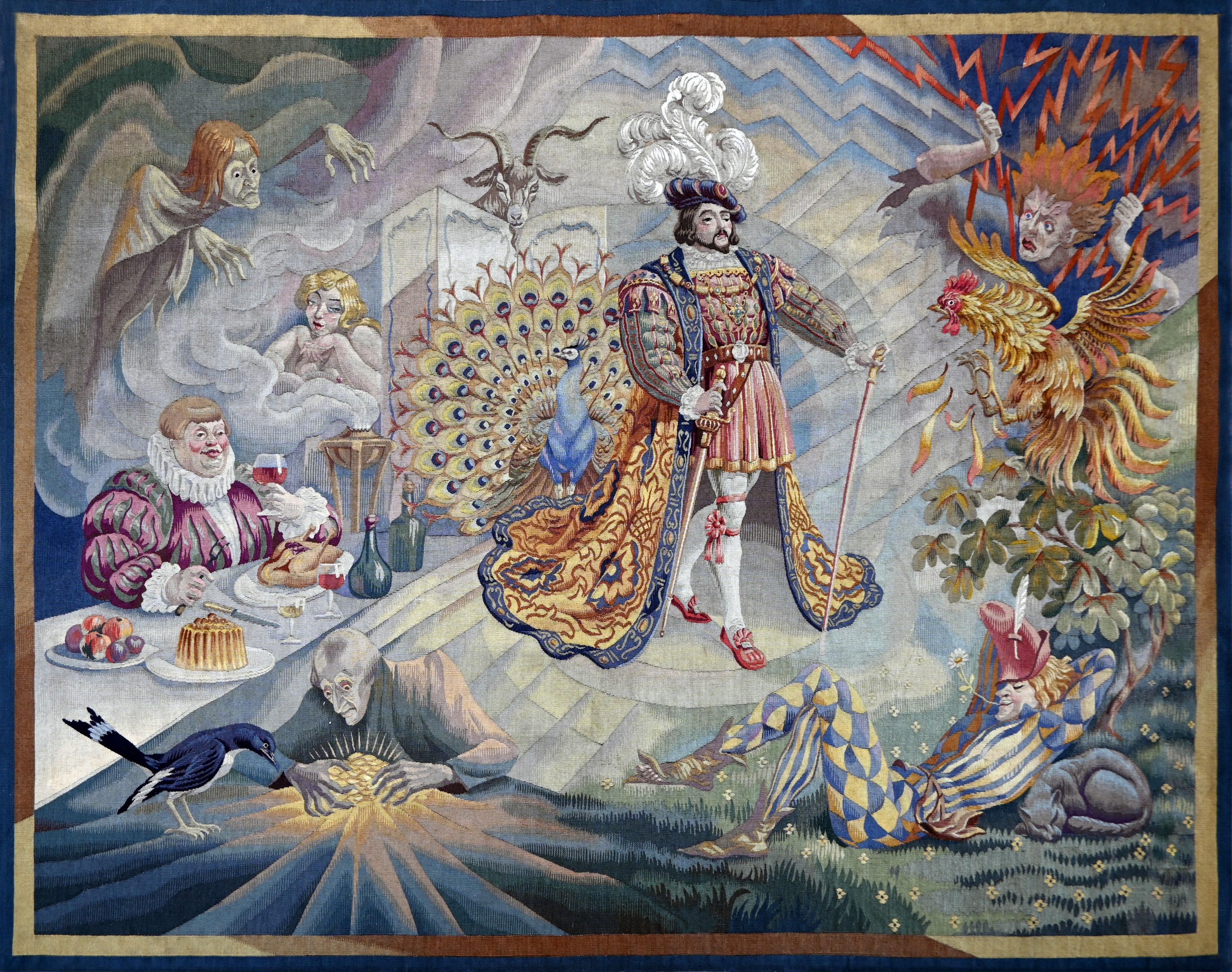 Tapisserie d'Aubusson du XIXe siècle – Les sept péchés capitaux – 220 cm (l) × 170 cm (h) – N° 1689