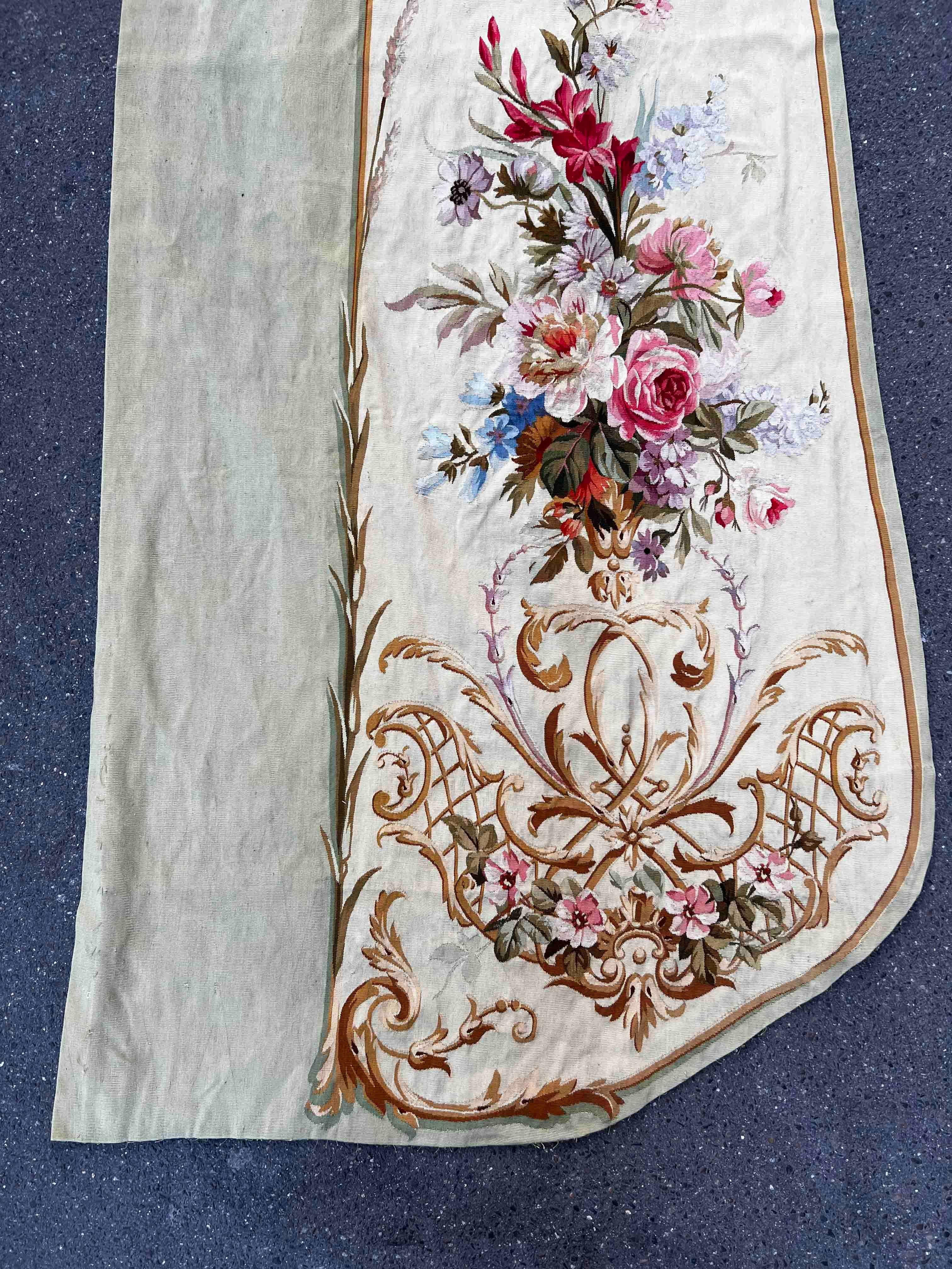 French 19th century Aubusson Tapestry Valance - 3m27x2m22 - No. 1356 For Sale