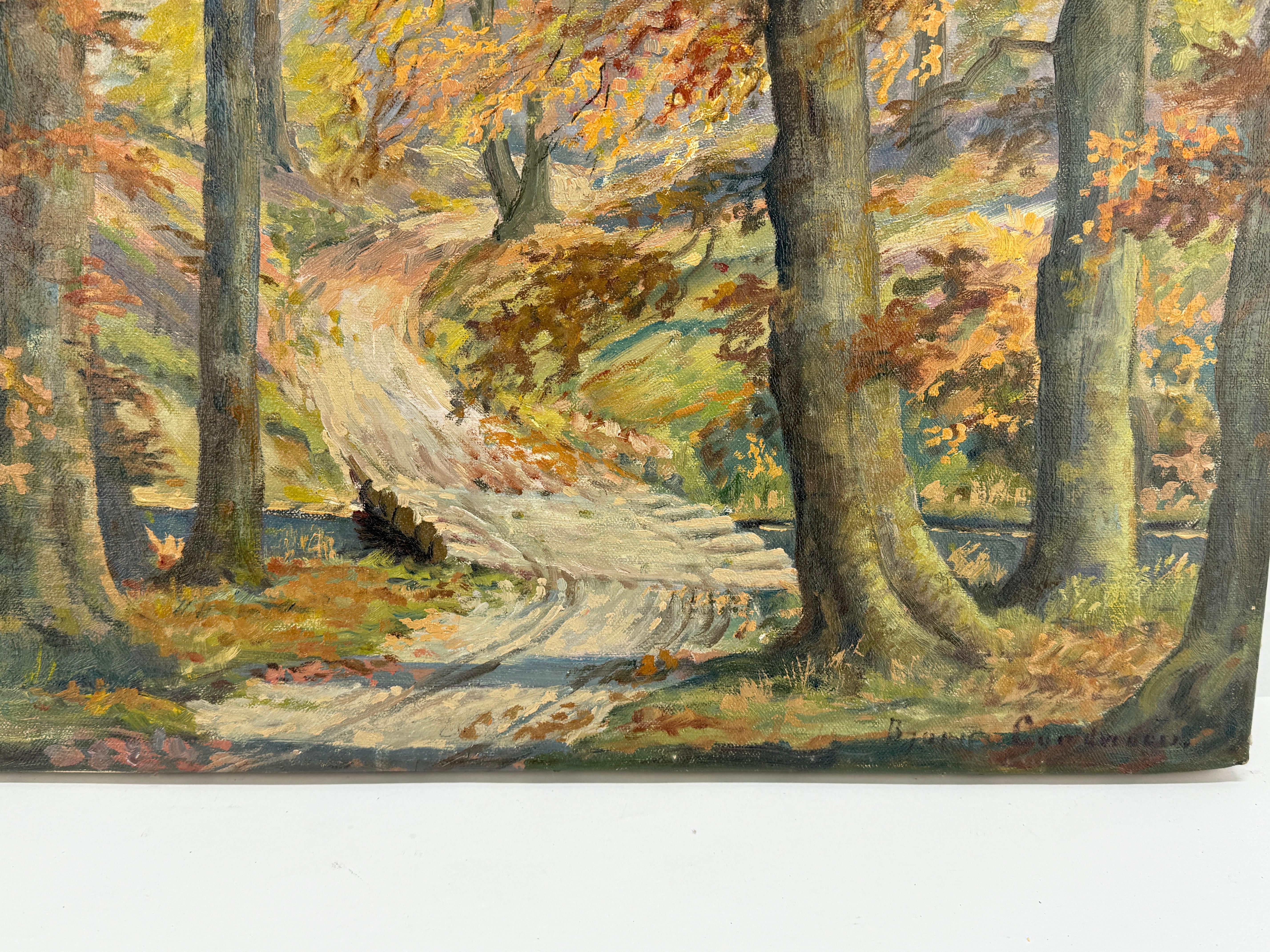 19. Jahrhundert, „August Herbstlandschaft“, Öl auf Leinwand, signiert im Zustand „Gut“ im Angebot in Atlanta, GA