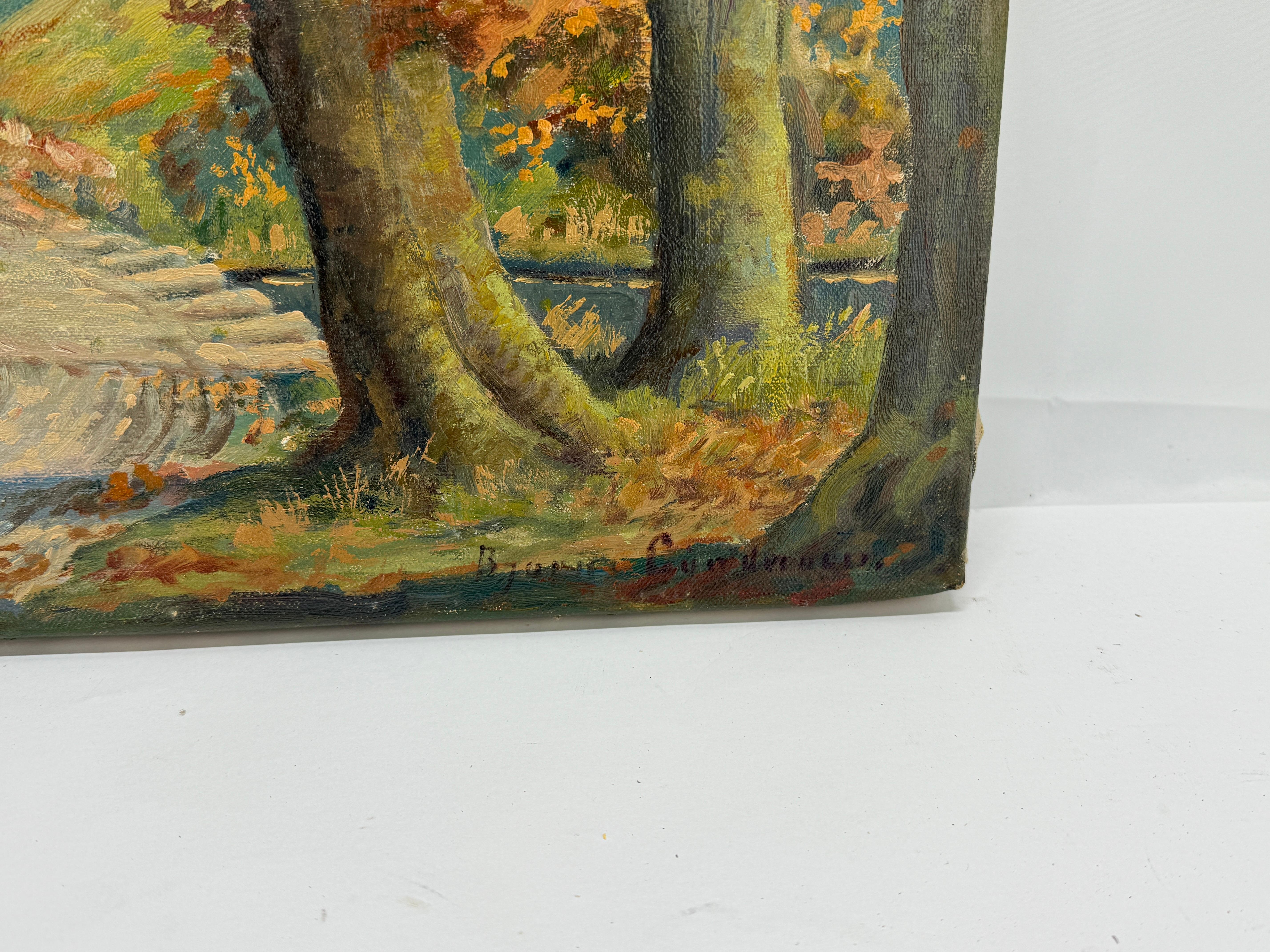 19. Jahrhundert, „August Herbstlandschaft“, Öl auf Leinwand, signiert im Angebot 3