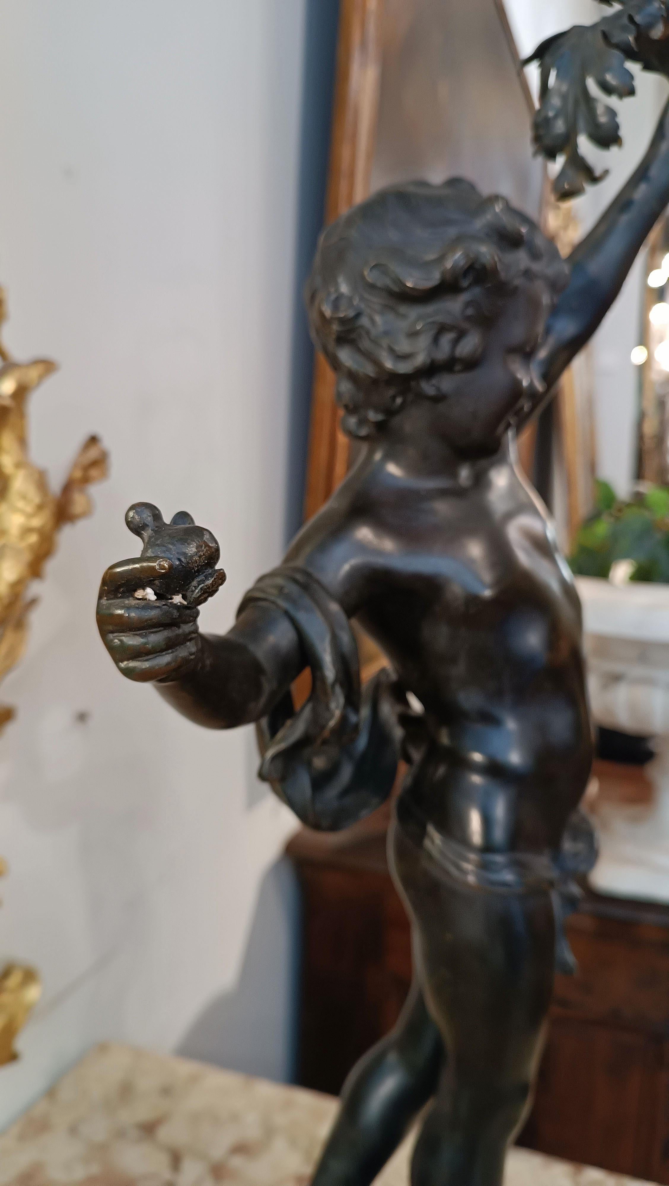Patinated 19th CENTURY AUGUSTE MOREAU'S BRONZE STATUETTE DIONYSUS CHILD  For Sale