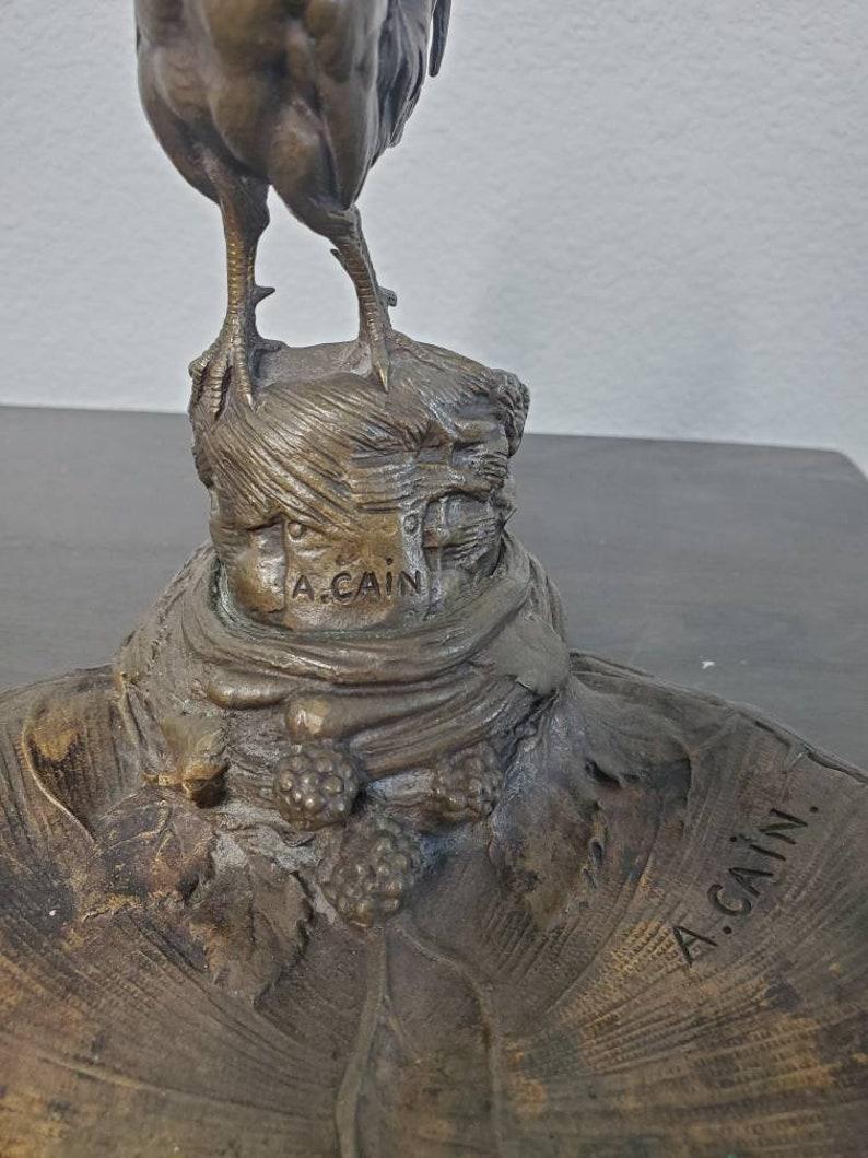 19th Century Auguste Nicolas Cain Signed Bronze Tazza Sculpture  In Good Condition For Sale In Forney, TX