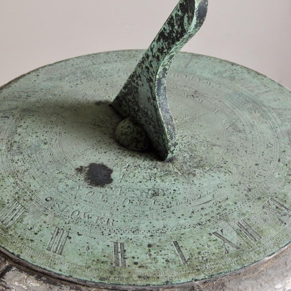 English 19th Century Austin and Seeley Marble and Bronze Sundial For Sale