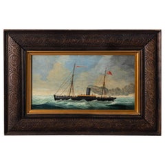 Antique 19th Century Australian Oil Painting of the "60 Miler" Ship by T. Winter