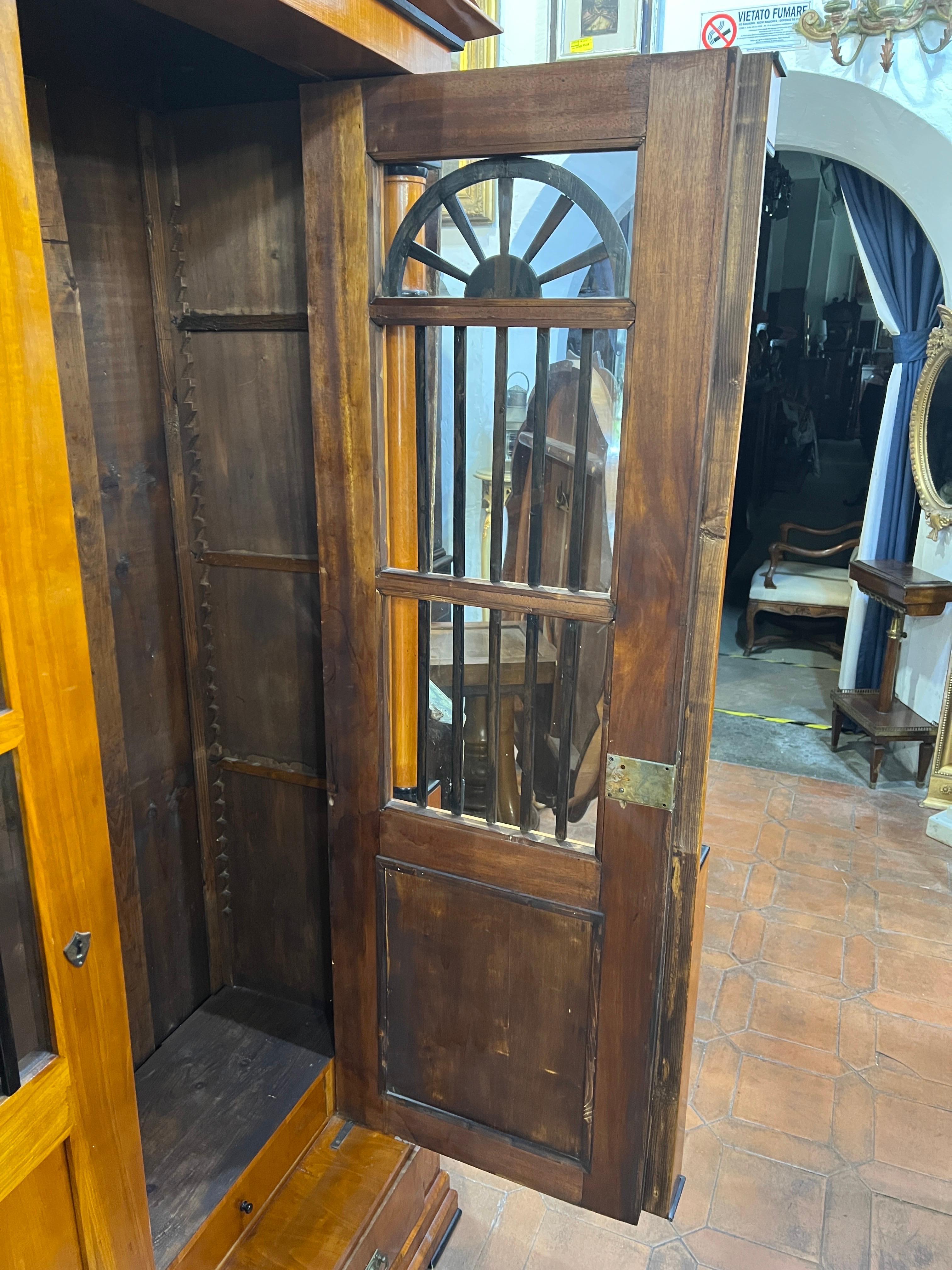 19th Century Austria Biedermeier Cherry Vitrines Cabinet Ebonized For Sale 5