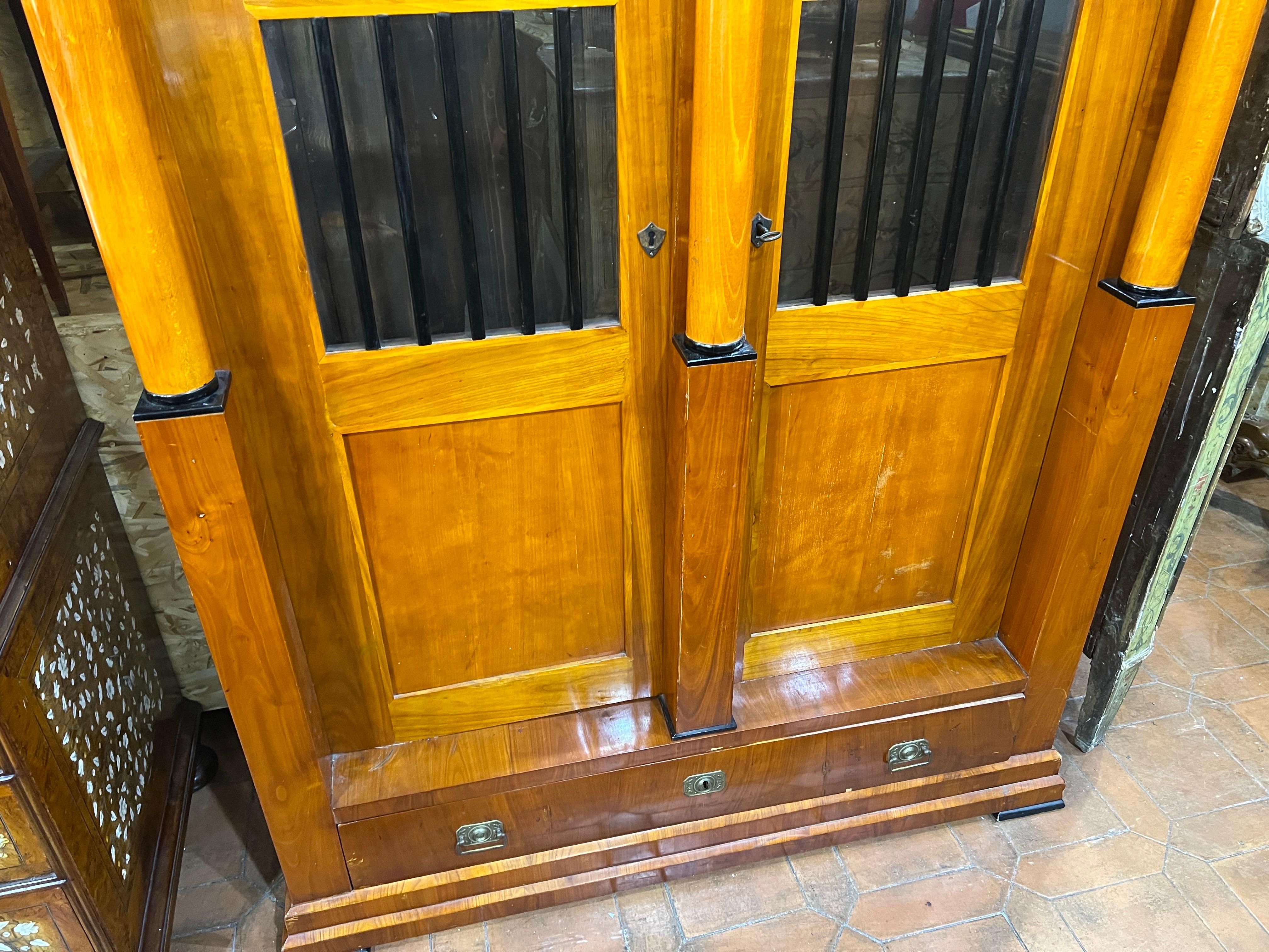 19th Century Austria Biedermeier Cherry Vitrines Cabinet Ebonized For Sale 6