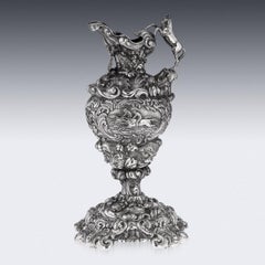 19th Century Austria Solid Silver Presentation Figural Ewer, Schiffer, c 1845