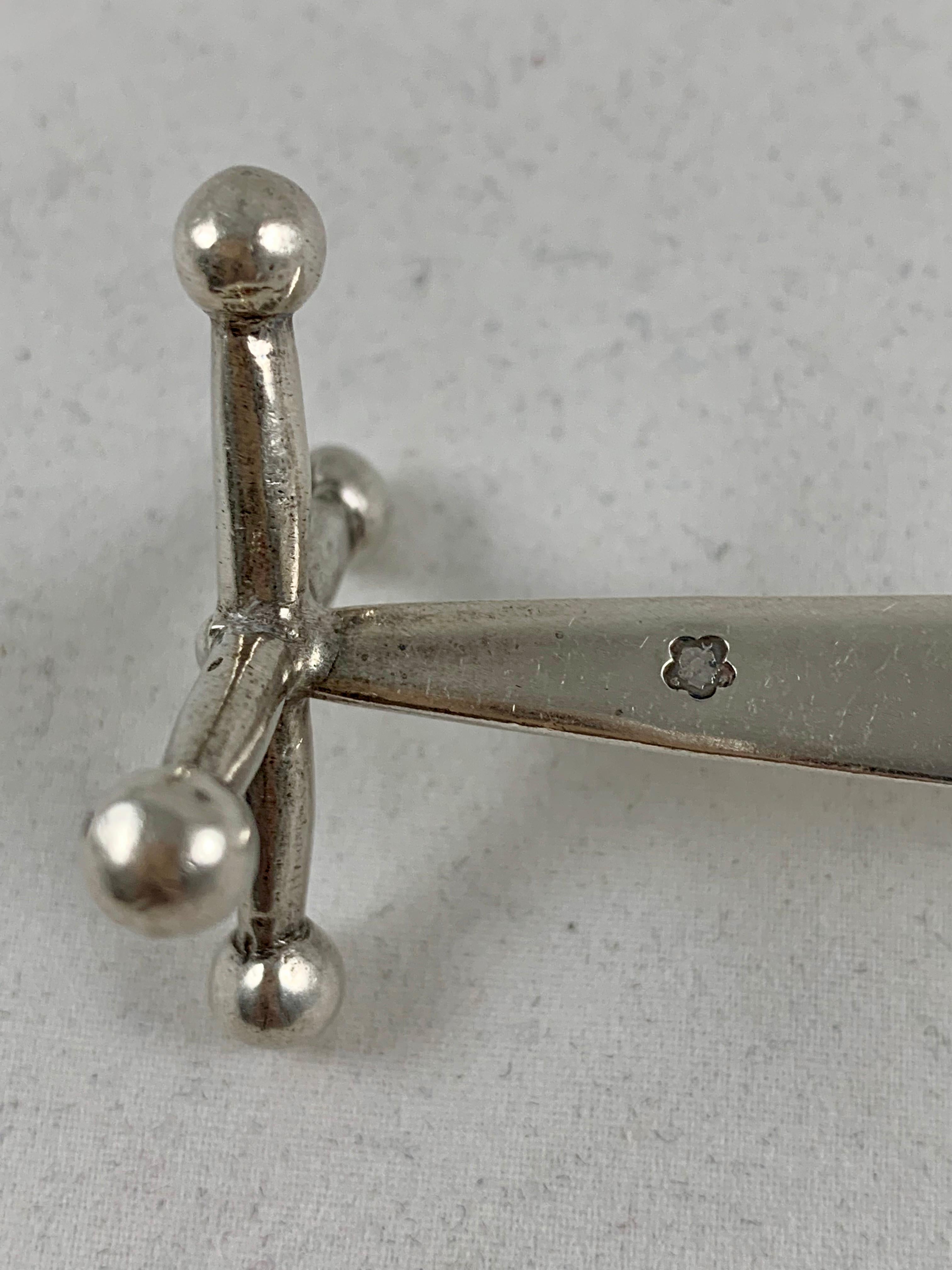 19th Century Austrian 900 Sterling Silver Jack End Knife Rests, S/4 For Sale 1