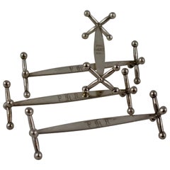 Soportes para cuchillos de punta de gato de plata de ley 900 austriaca del siglo XIX, S/4