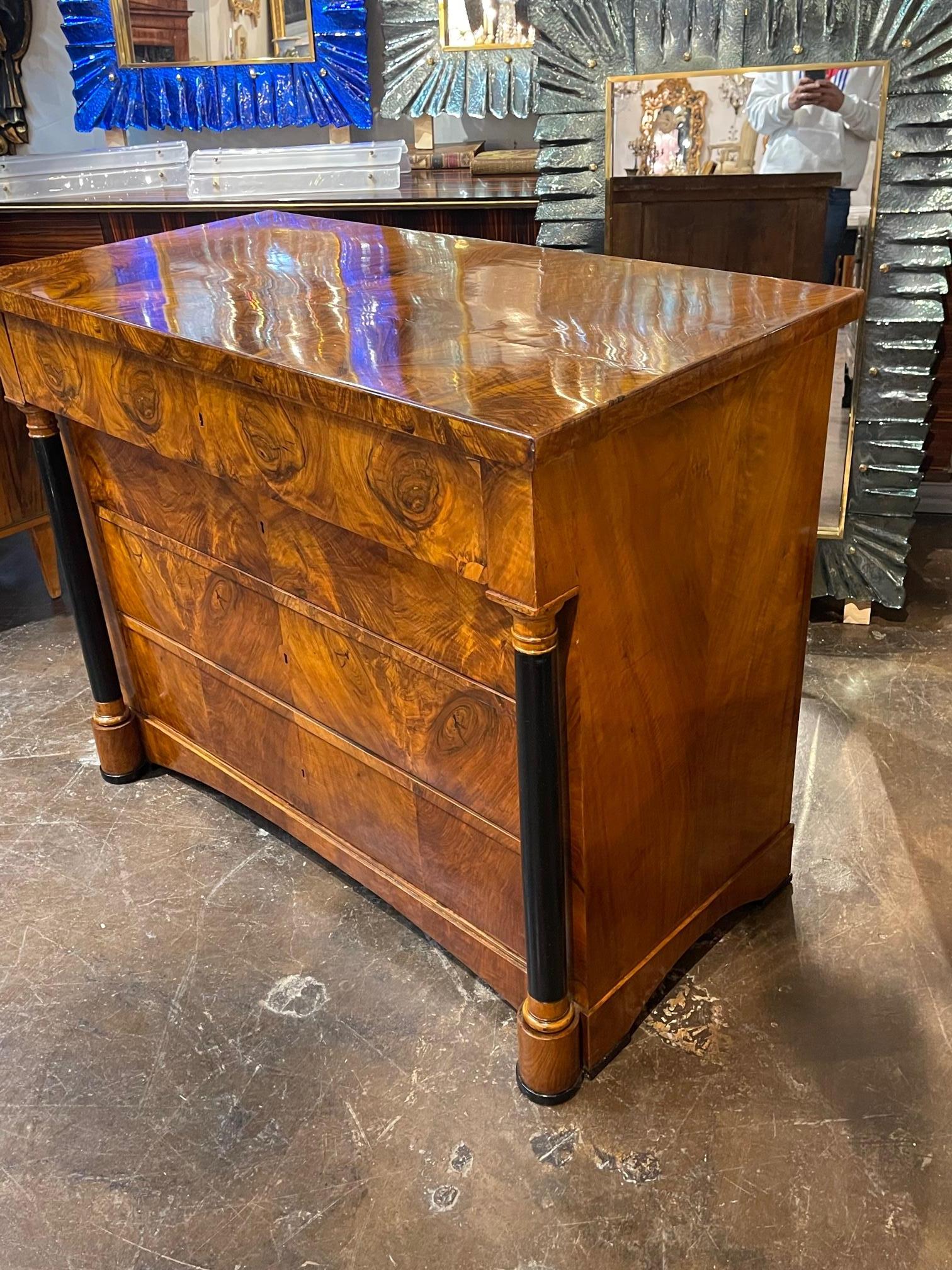 19th Century Austrian Biedermeier Black Walnut Commode 1