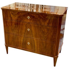 19th Century Austrian Biedermeier Black Walnut Veneer Commode