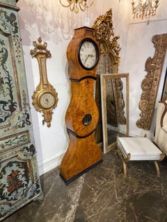 19th Century Austrian Biedermeier Crotch Maple Grandfather Clock