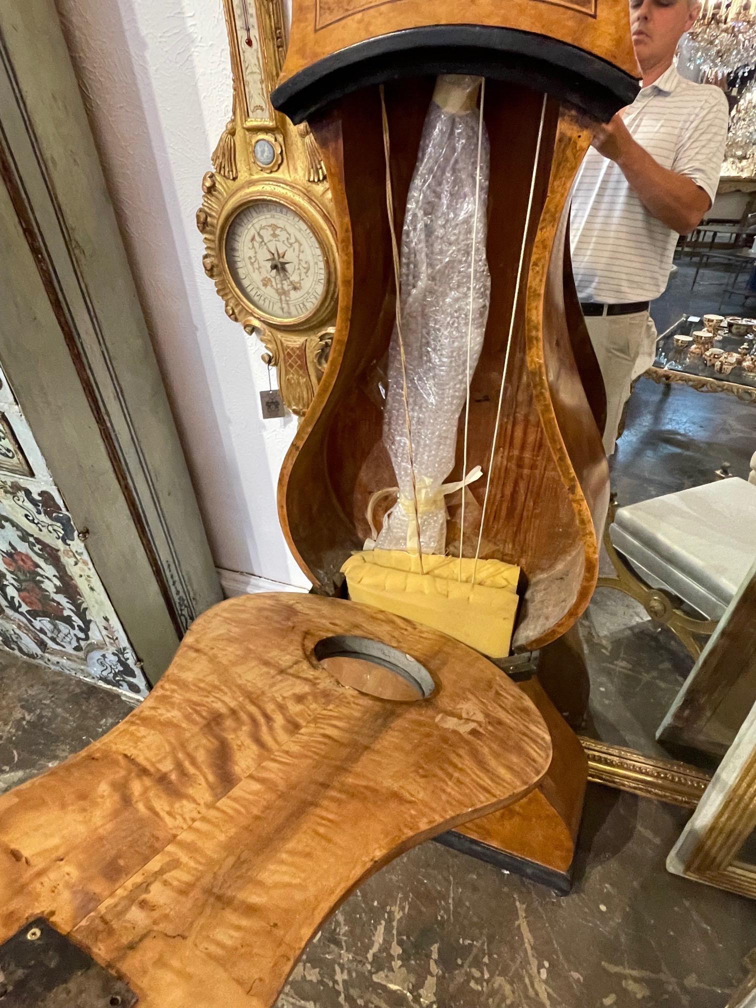 19th Century Austrian Biedermeier Crotch Maple Grandfather Clock For Sale 3