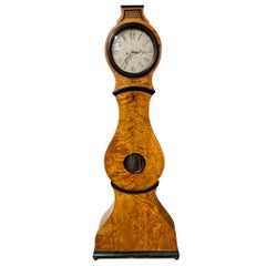 Antique 19th Century Austrian Biedermeier Crotch Maple Grandfather Clock