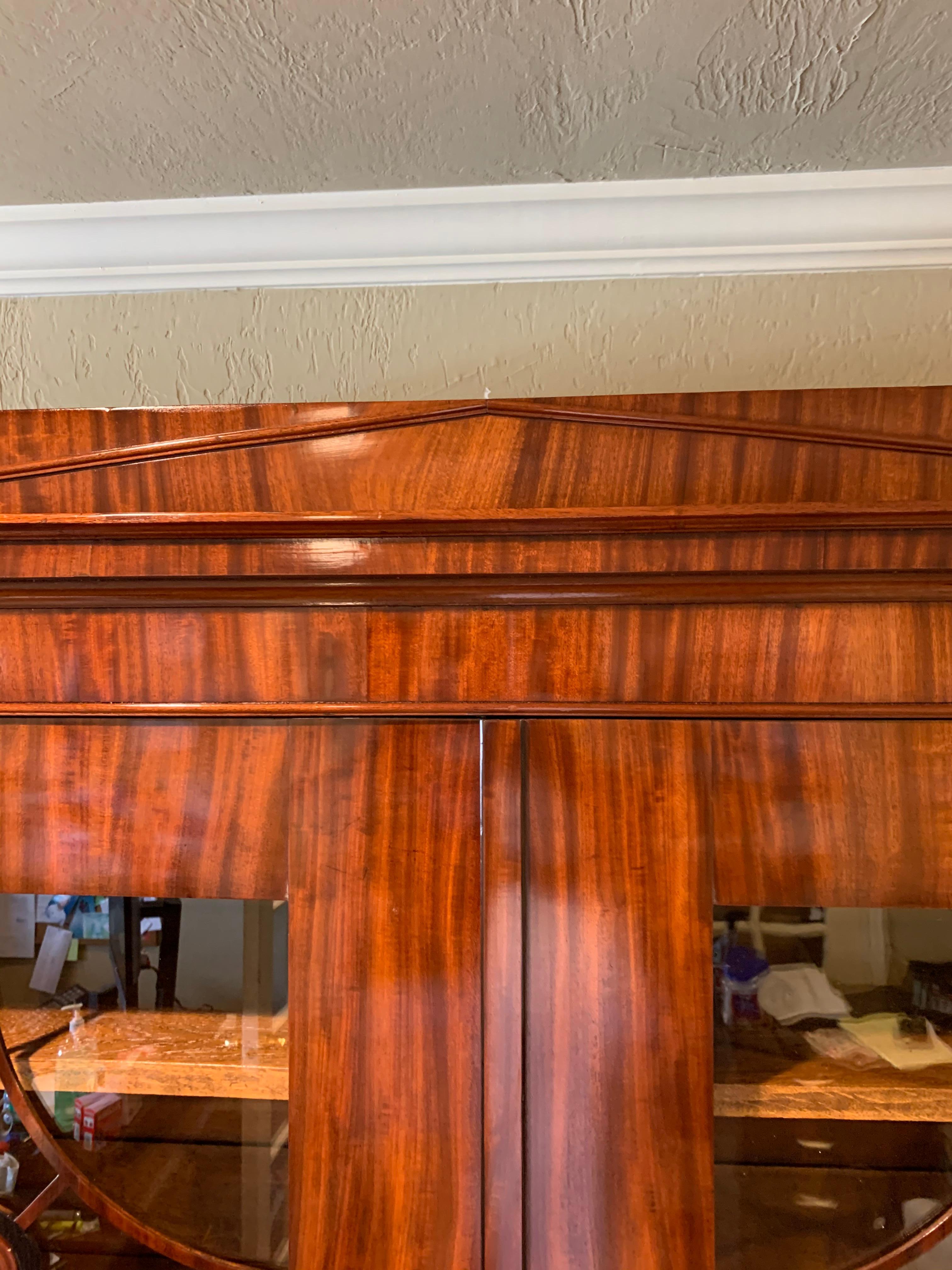 19th Century Austrian Biedermeier Flame Mahogany Neoclassical Style Bookcase In Good Condition For Sale In Dallas, TX