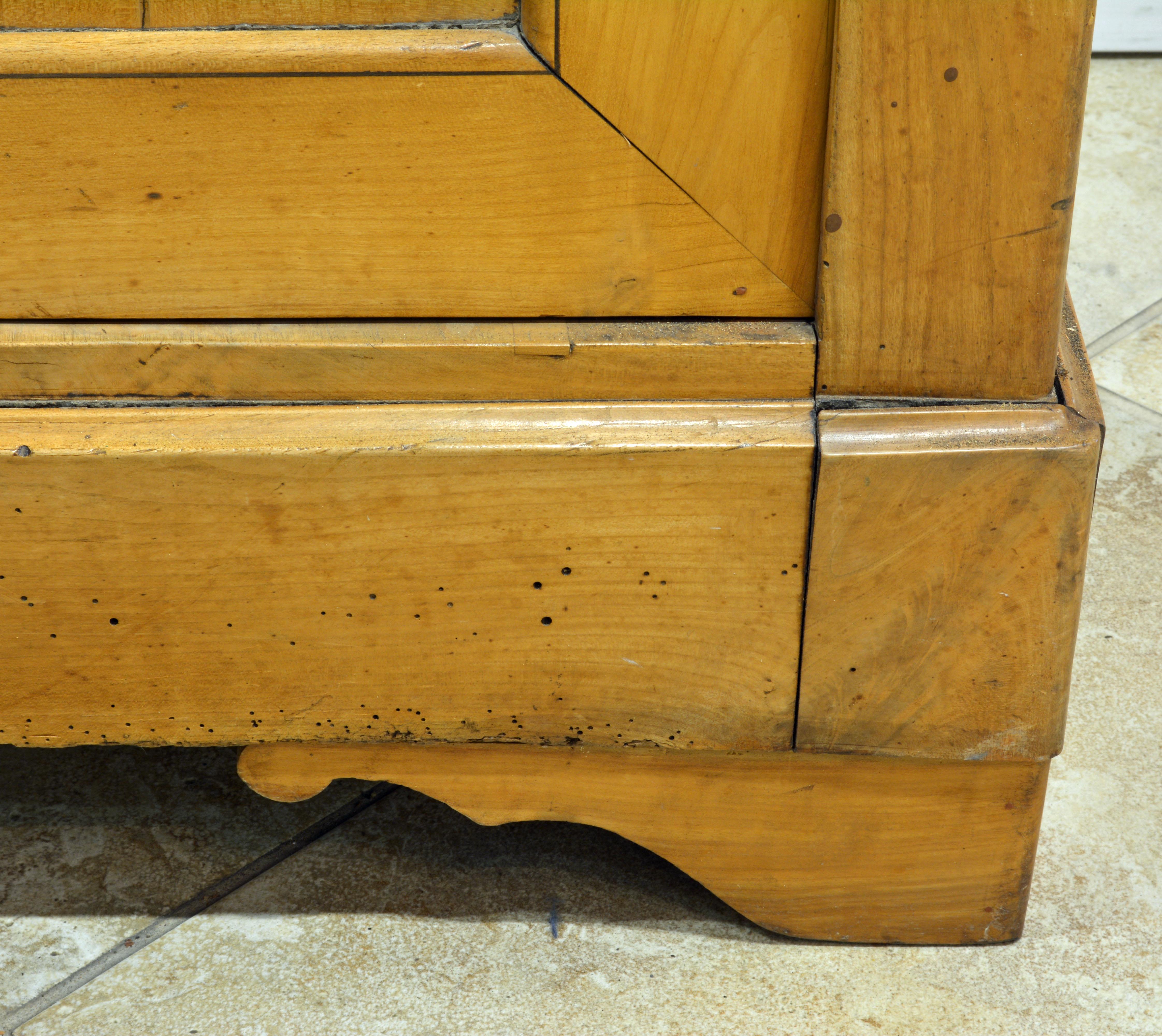 19th Century Austrian Biedermeier Fruit Wood Step Back Two Part Cubboard 11