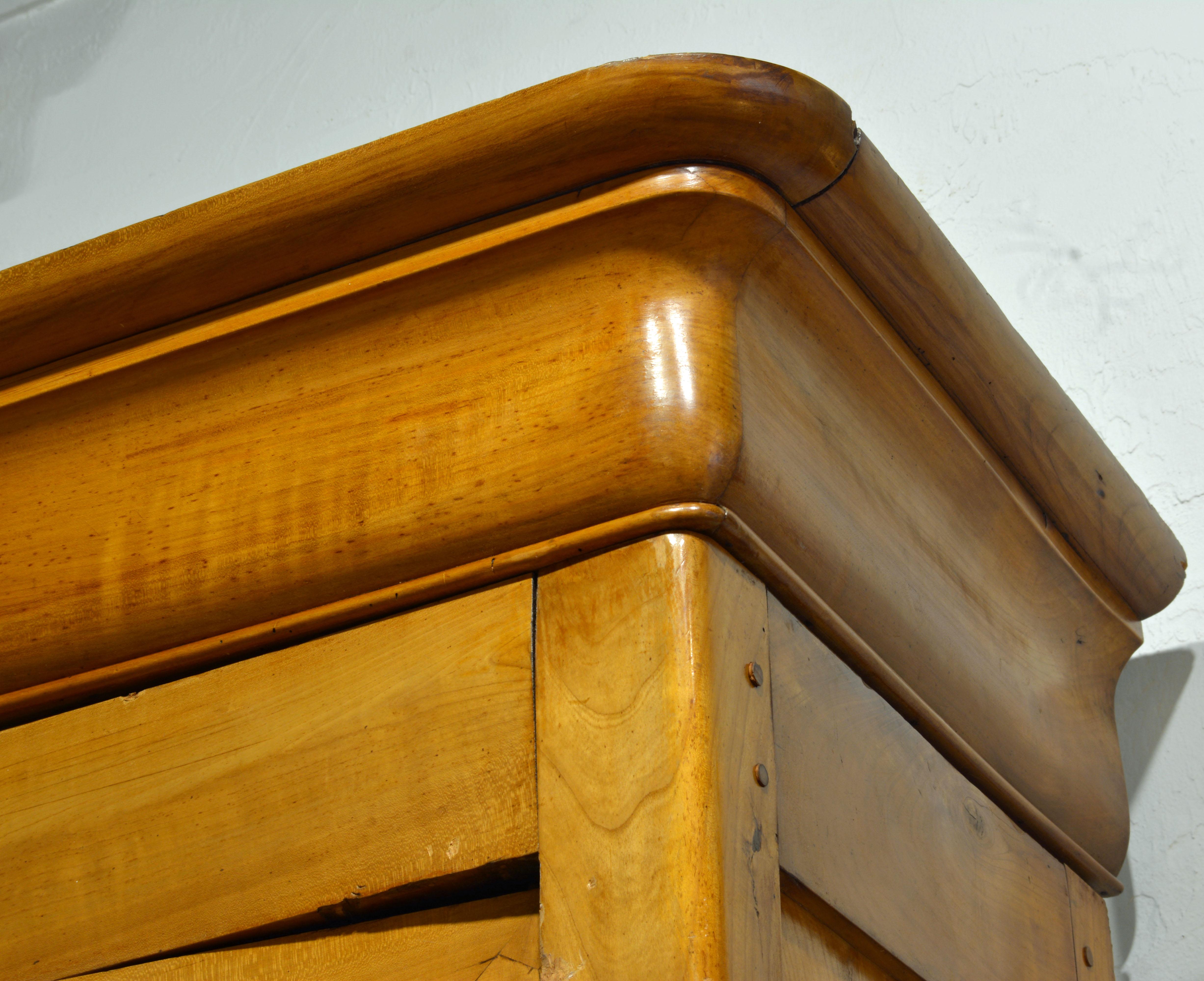 19th Century Austrian Biedermeier Fruit Wood Step Back Two Part Cubboard 12